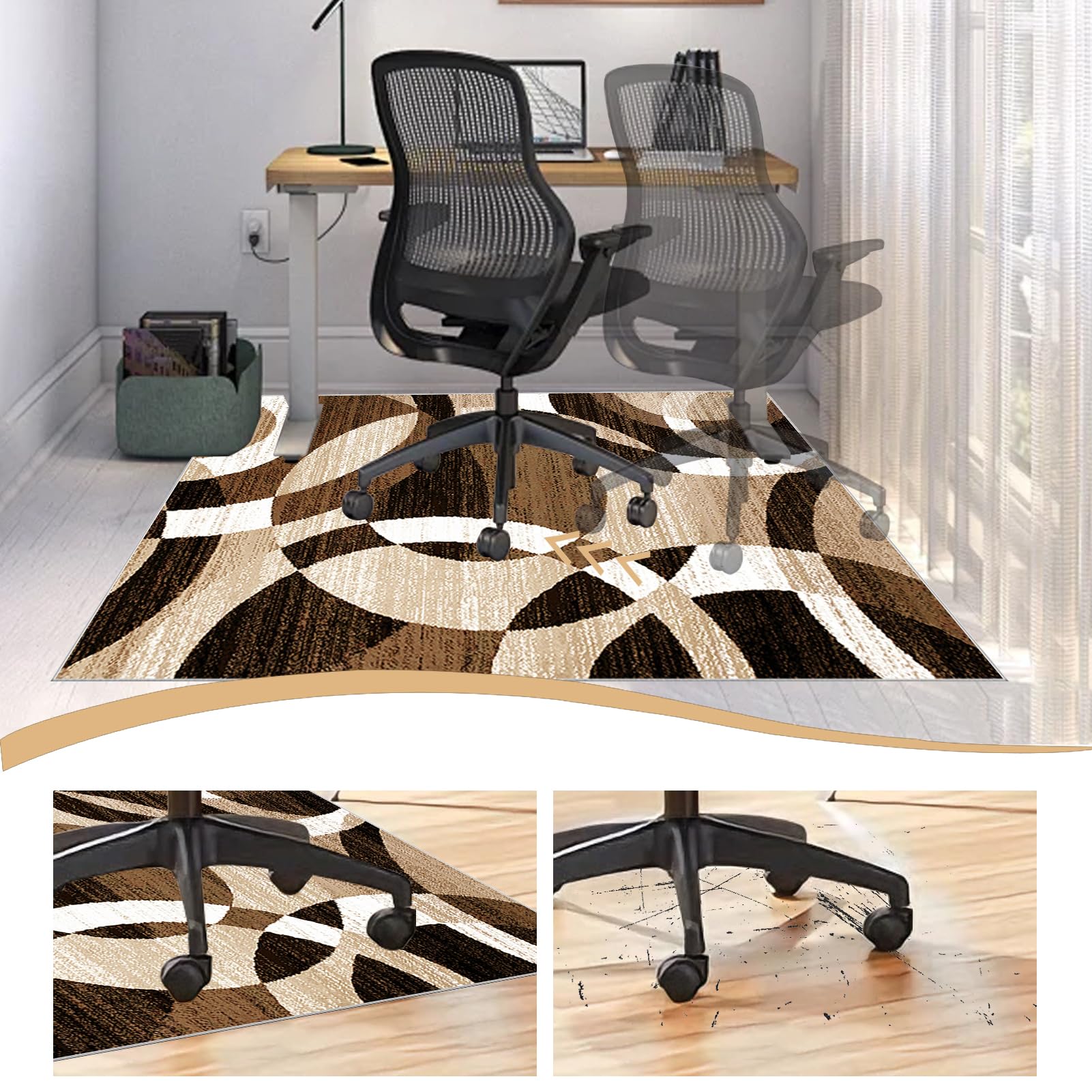 Tapis Chaise de Bureau Antidérapant Tapis Gaming Sol Tapis de Protection de Sol pour sols durs, Tapis Chaise de Gaming pour chaises à roulettes, Tapis de Sol Bureau Tapis Protège-Sol 100 x 120 cm