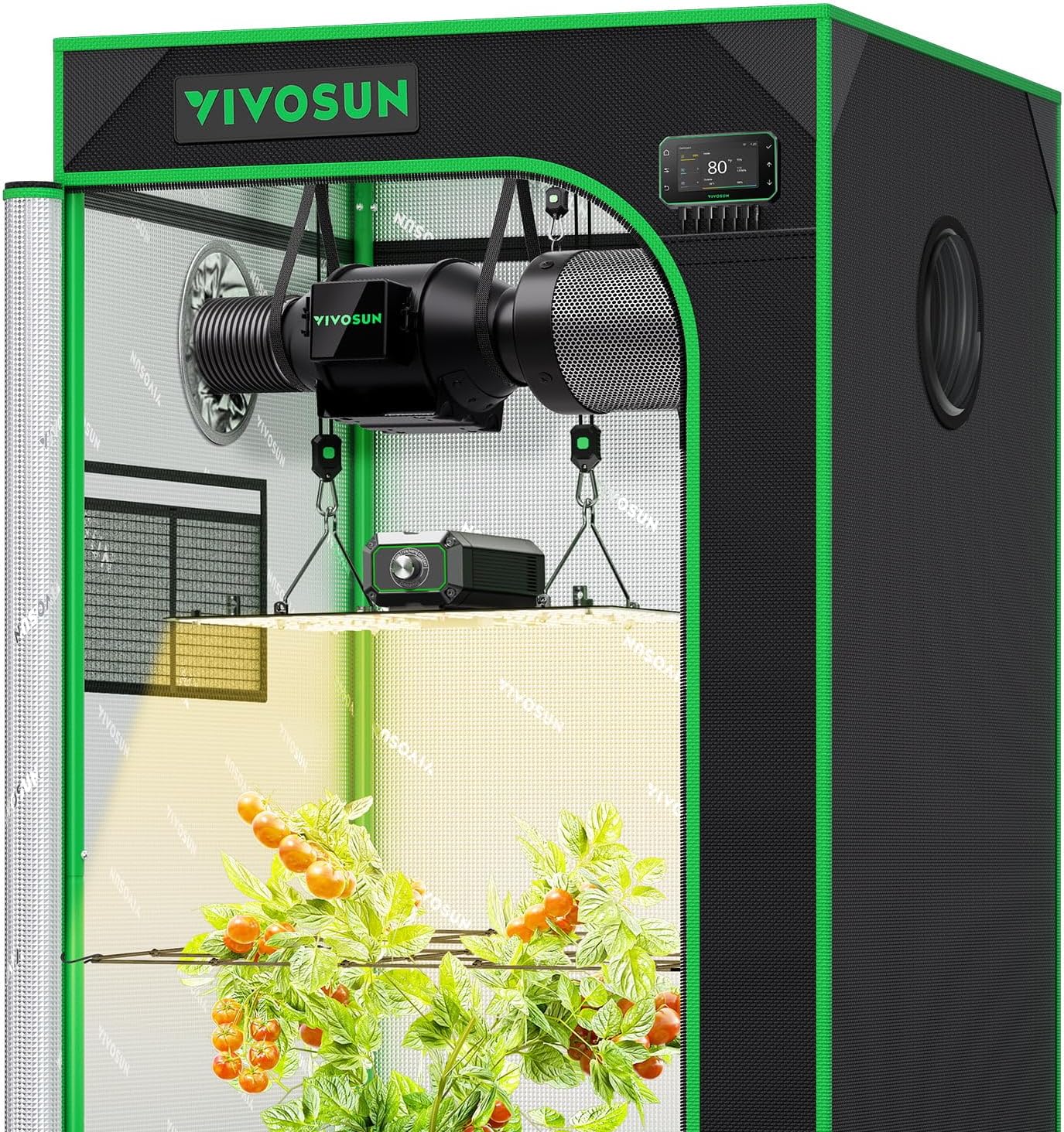 VIVOSUN GIY Smart Grow Tent System 2x2, WiFi-Integrated Grow Tent Kit, with Automate Ventilation and Circulation, Schedule Full Spectrum 100W LED Grow Light, and GrowHub E42A+ Controller 24"x24"x48"