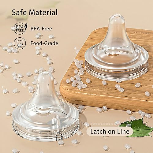 Miniatura 6 de Biberón de vidrio natural para bebés que amamantan, biberón anticólicos recién nacido de 3 onzas con pezones de flujo lento (SS), transparente,