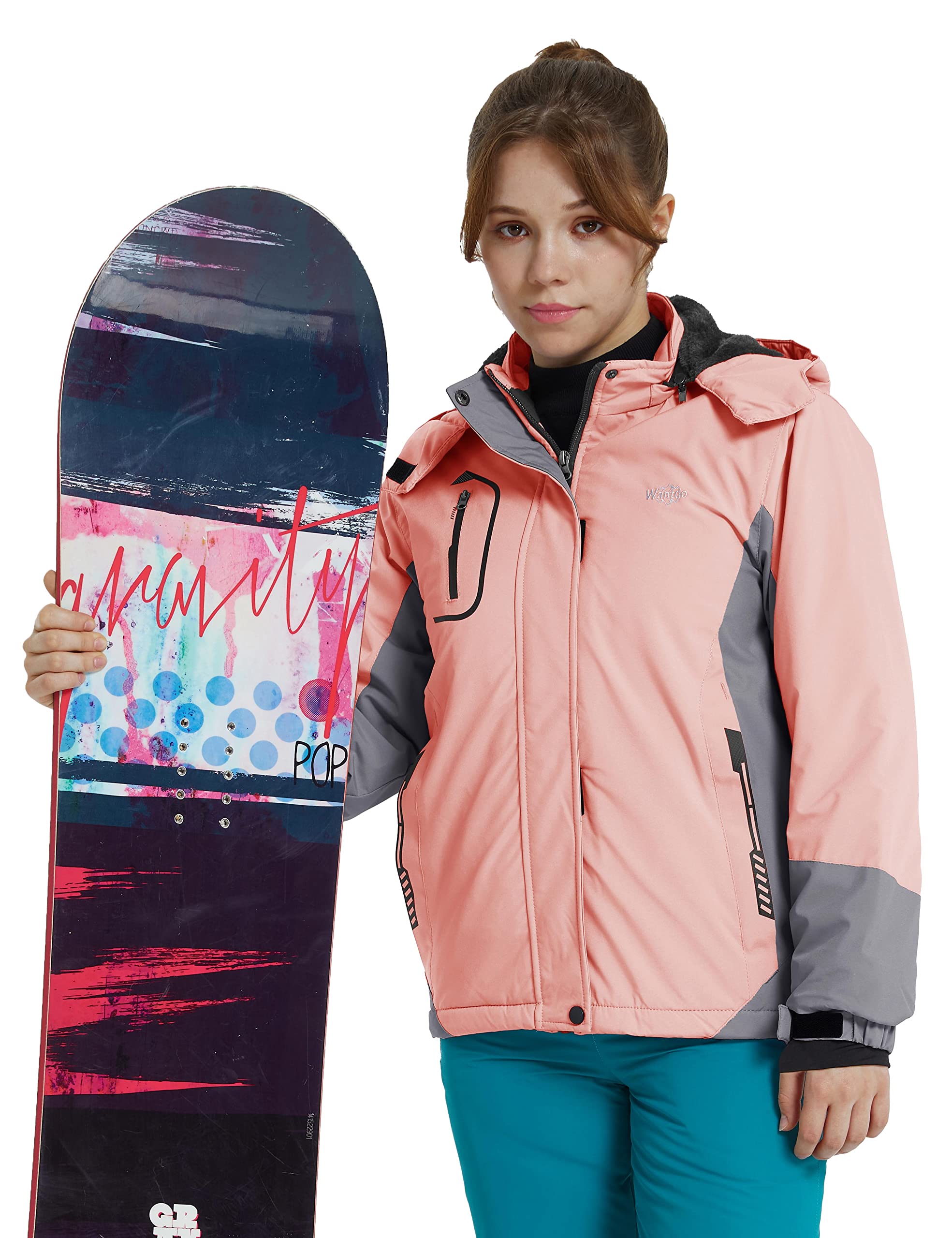 Wantdo Fille Veste de Ski Imperméable Veste de Neige Chaude Manteau d'hiver Coupe-Vent Veste Isolante en Polaire Veste de Snowboard Montagne