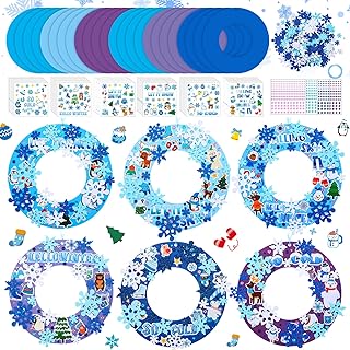 48 Sets Winter Wreath Craft Kits DIY Snowflake Wreath Hanging Ornaments ...