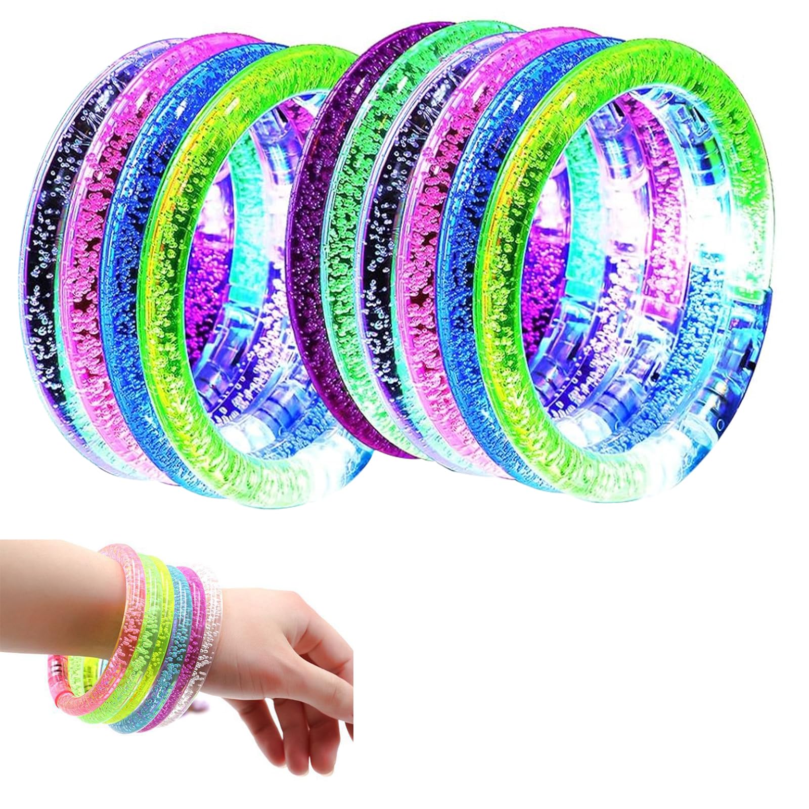 12 Braccialetti Luminosi LED - Multicolore, Con 3 Modalità, Per Feste, Compleanni E Eventi Notturni - Foto 9