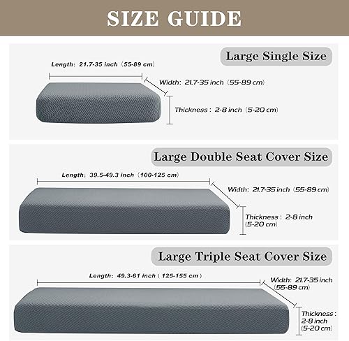 Miniatura 10 de Jin Le Juego de fundas elásticas para cojín de sofá de 3 cojines, funda de cojín de jacquard suave y gruesa, tela lavable con textura elástica y