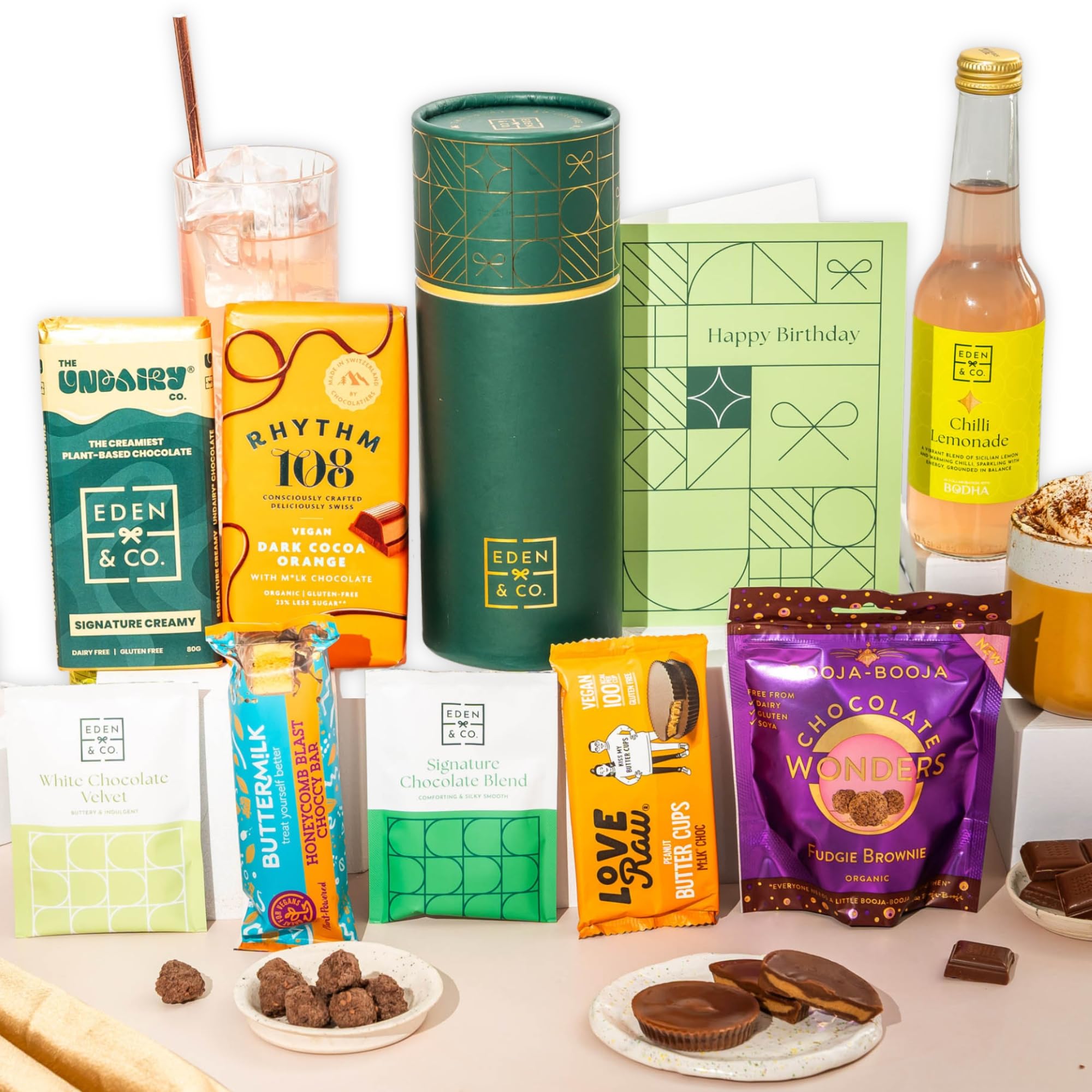 Gluten Free Hamper Gift Box with Truffles & Hot Chocolate Set, Birthday Gift Hamper For Her by EDEN & CO