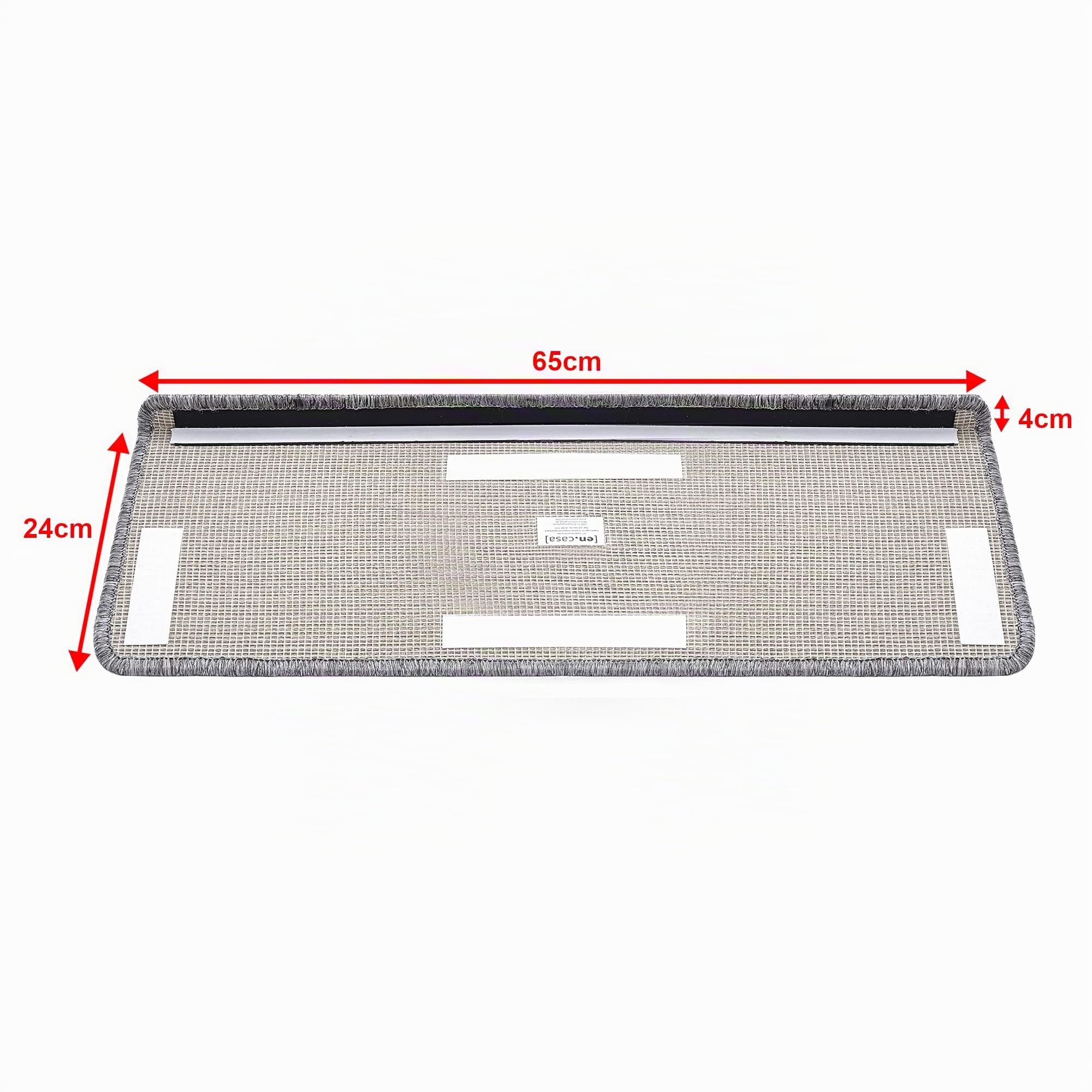 [en.casa] Set da 15 Tappeti Coprigradini per Scale Interne 65 x 24 cm Antiscivolo con Retro Adesivo - Rettangolare - Grigio Chiaro