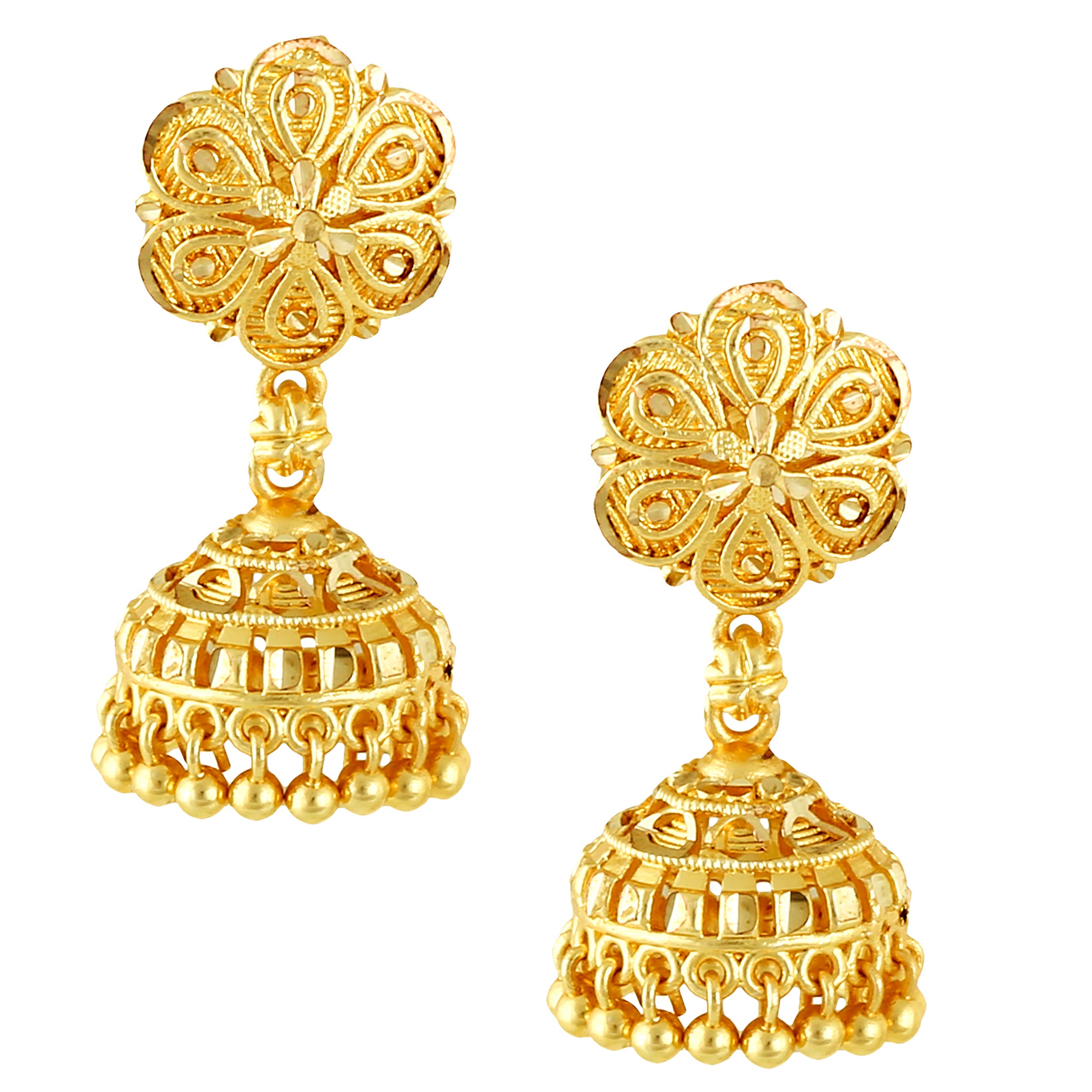 MEENAZ Traditional Temple Jewellery 18k One Gram Gold Ethnic Copper Brass Stylish South Indian Screw Back Studs Handcrafted Jhumkas Jhumka Earrings Set For Women girls Latest -GOLD JHUMKI-M138
