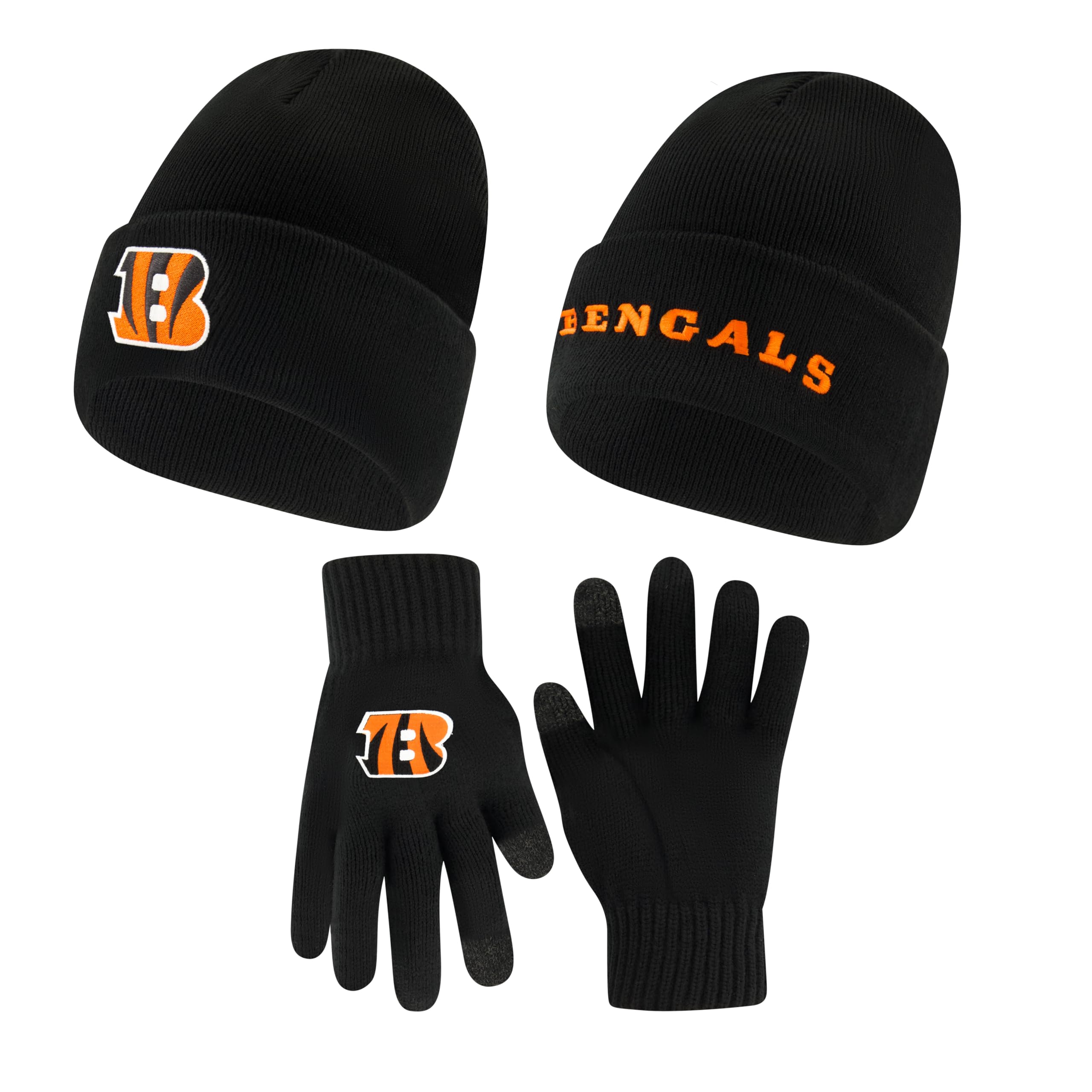 Ultra Game Youth NFL Official 2 Pack Super Soft Winter Beanie Knit Hats with Warm Touch Screen Gloves - Boys & Girls