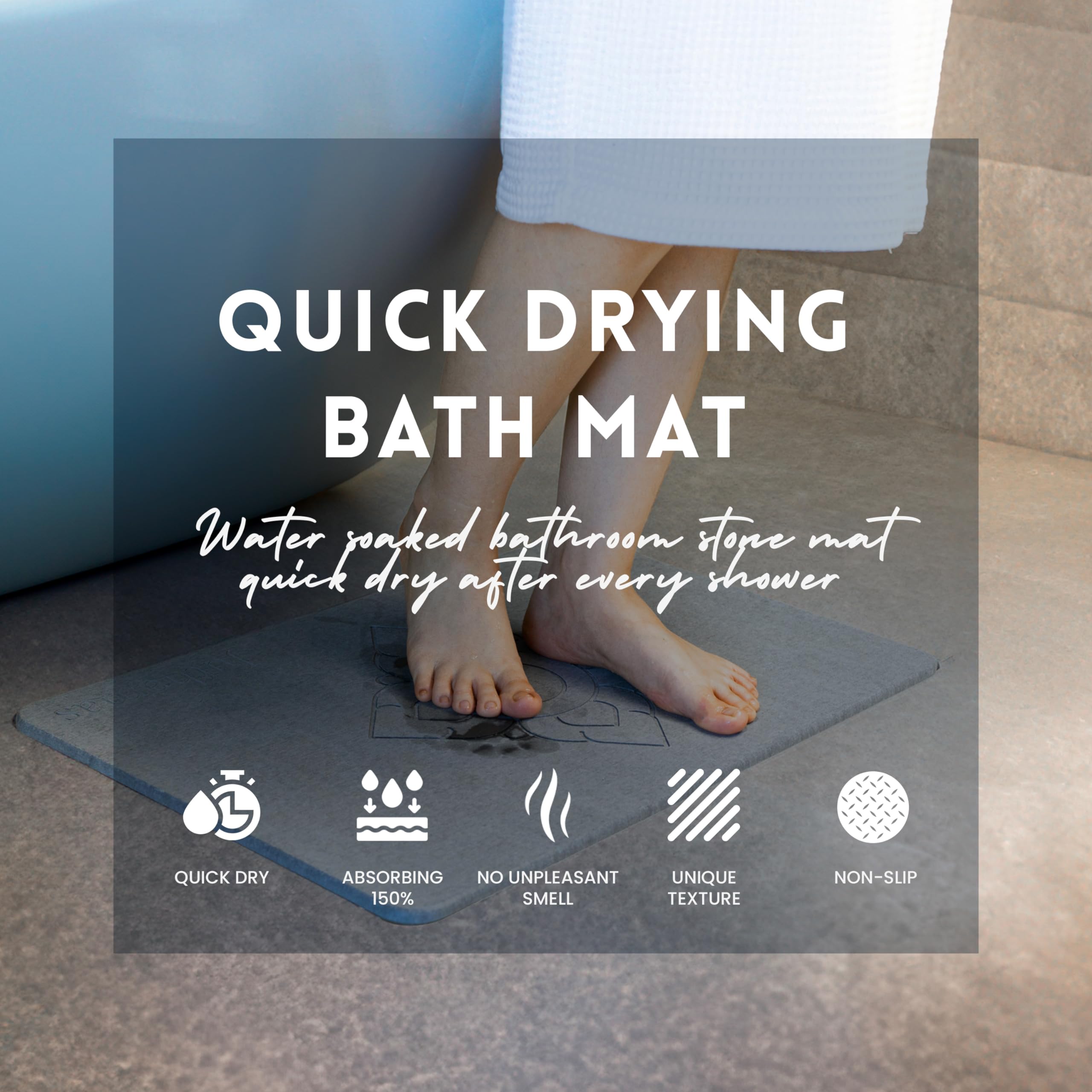 Juthamas Stone Dish Drying Mat for Kitchen Counter Bathroom - Quick Dry Diatomaceous Earth Stone Mat