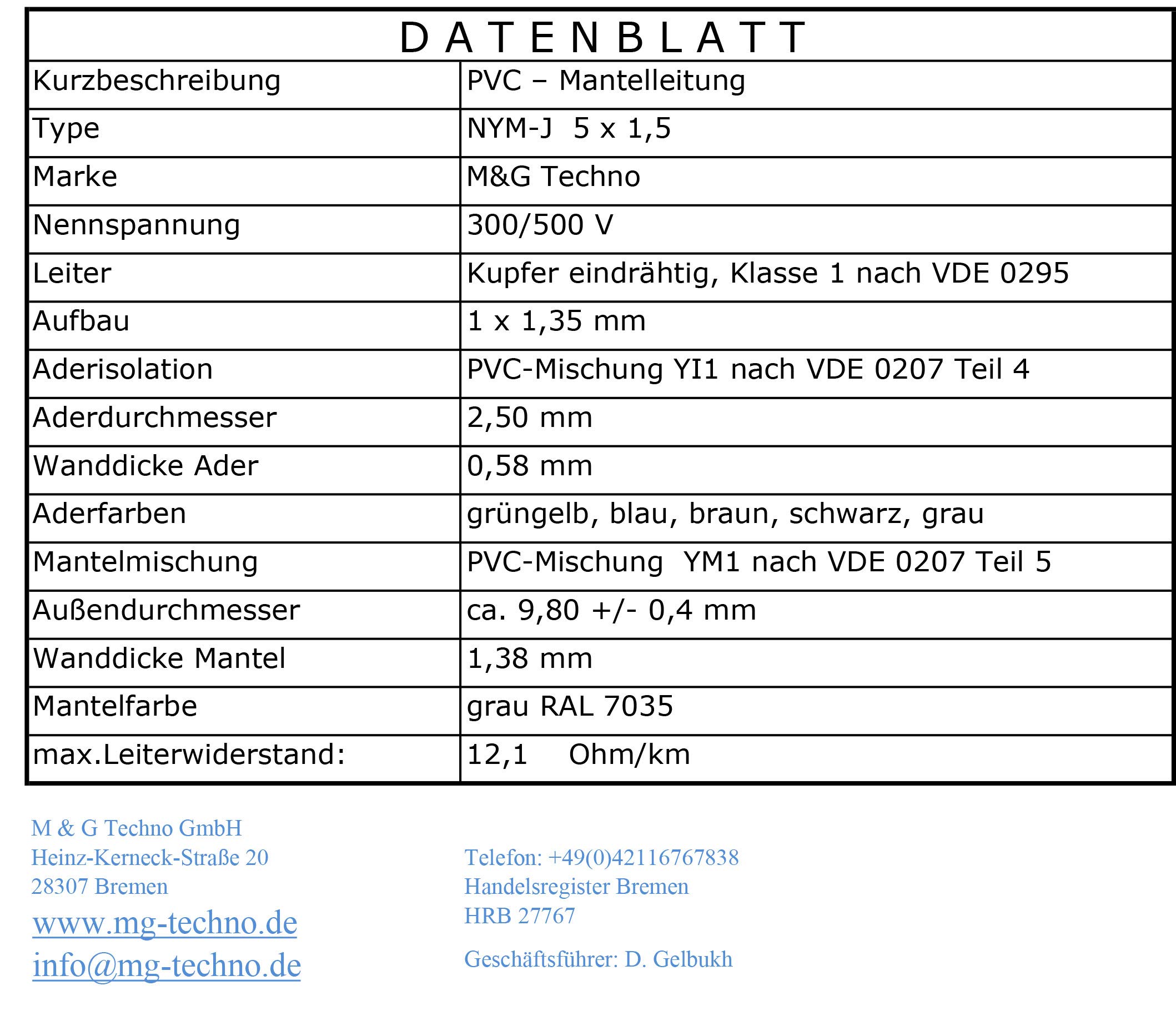90m NYM-J 5x1,5 mm² Mantelleitung Feuchtraumkabel Elektrokabel Kupfer Made in Germany