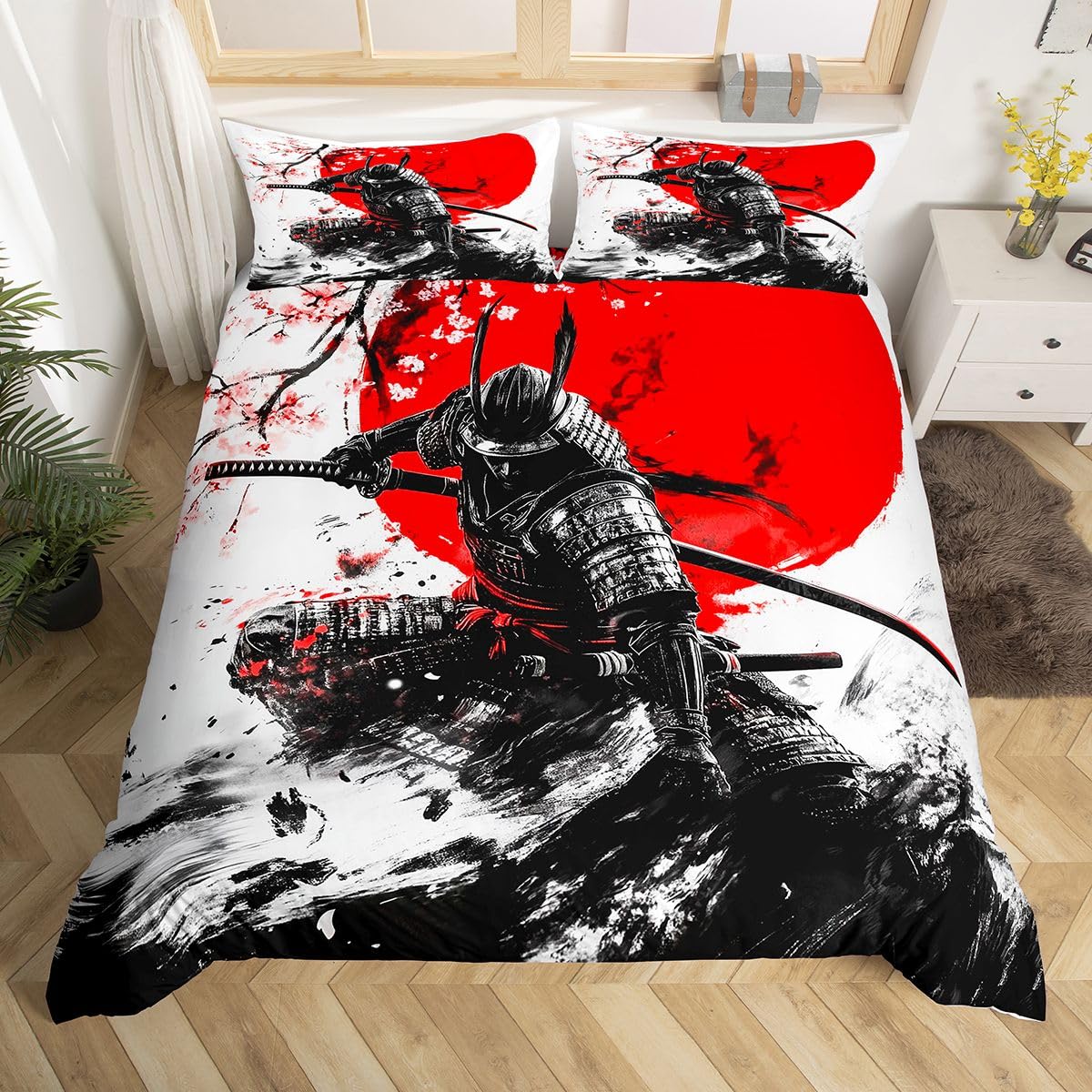 Parure de lit samouraï rouge pour remplacer votre linge terne par un style unique