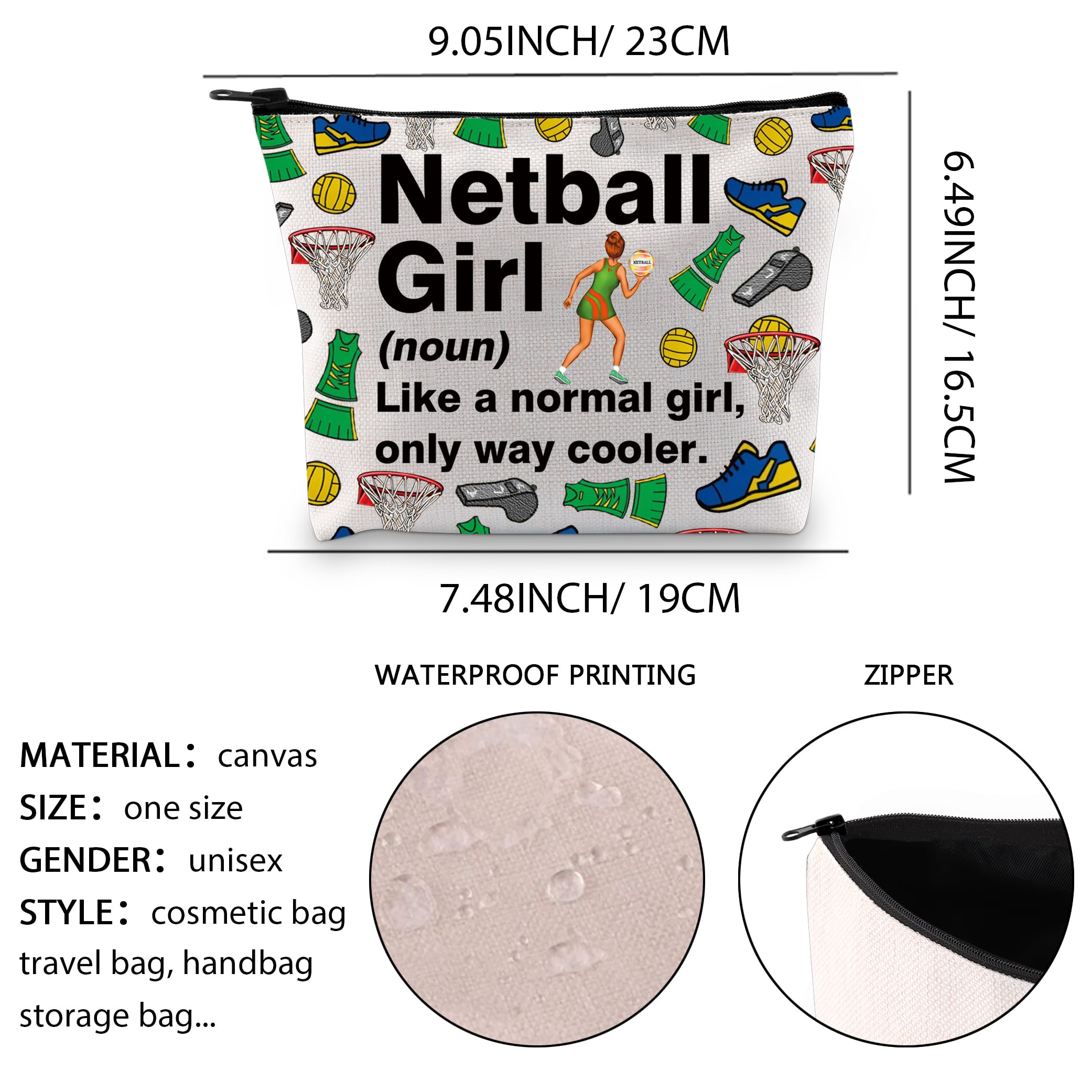 Netball Girl Cosmetic Bag Netball Player Gift Netball Sports Gift Netball Survival kit Netball Lover Gift Zipper Pouch (Netball Girl 2UK) - Image 2