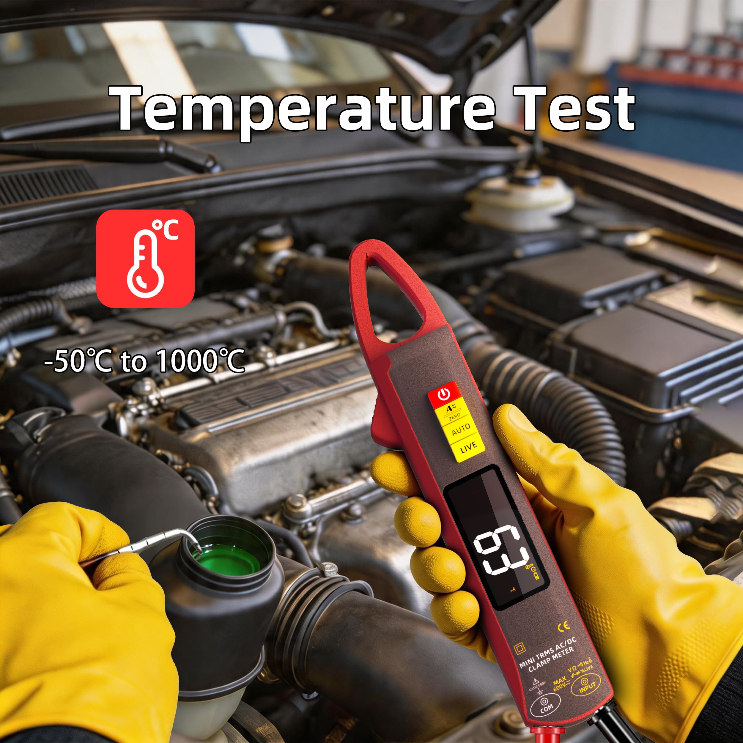 BSIDE UX2 Digital Stromzange DC AC TRMS 200A Klein Mini, Smart Multimeter Wiederaufladbar für Spannung Strom Kapazität Widerstand Dioden Frequenz Temperatur und Stromleitungen Messen