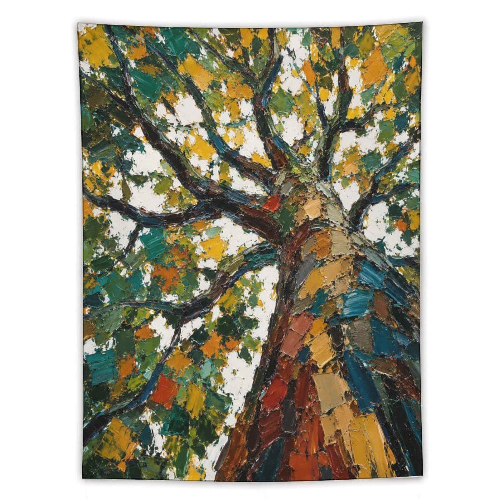 H3B8U2Y5 Autumn Dot Tree Wall Tapestry, Impressionist, Ceiling Hanging