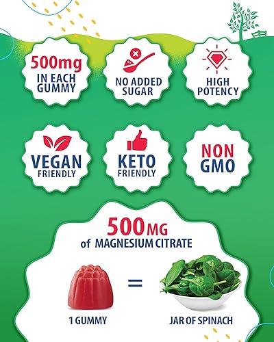 Miniatura 4 de Sanny SAM - Gomitas de magnesio para niños y adultos, 500 mg, masticables de magnesio tranquilos, suplemento masticable de citrato de magnesio para