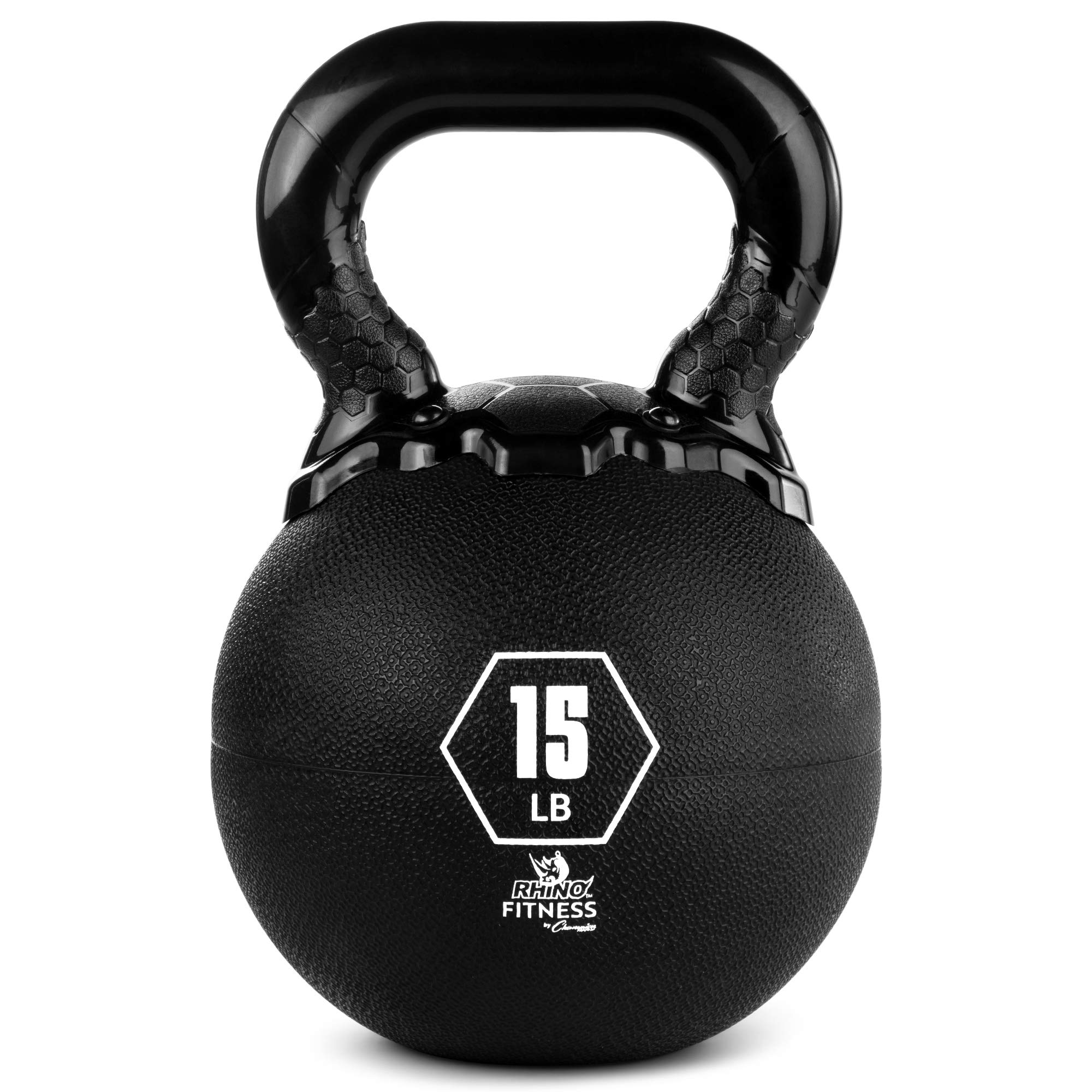 Champion Sports Rhino Kettlebell Gummi-Gewichte, Schwarz – Premium Krafttraining Ausrüstung – mehrere Gewichte
