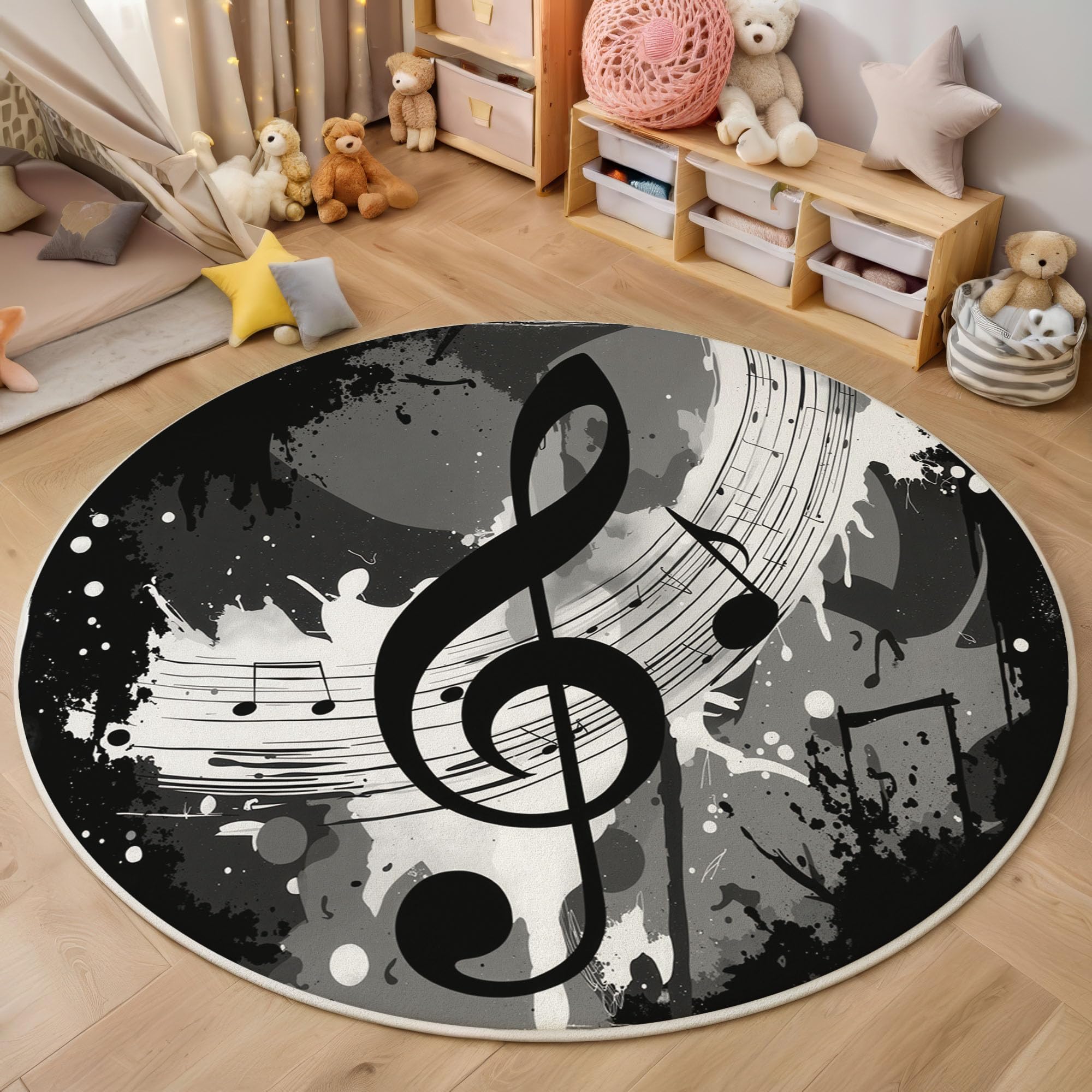 Tapis de sol décoration imprimé clé de sol anti-glisse lavable 120cm