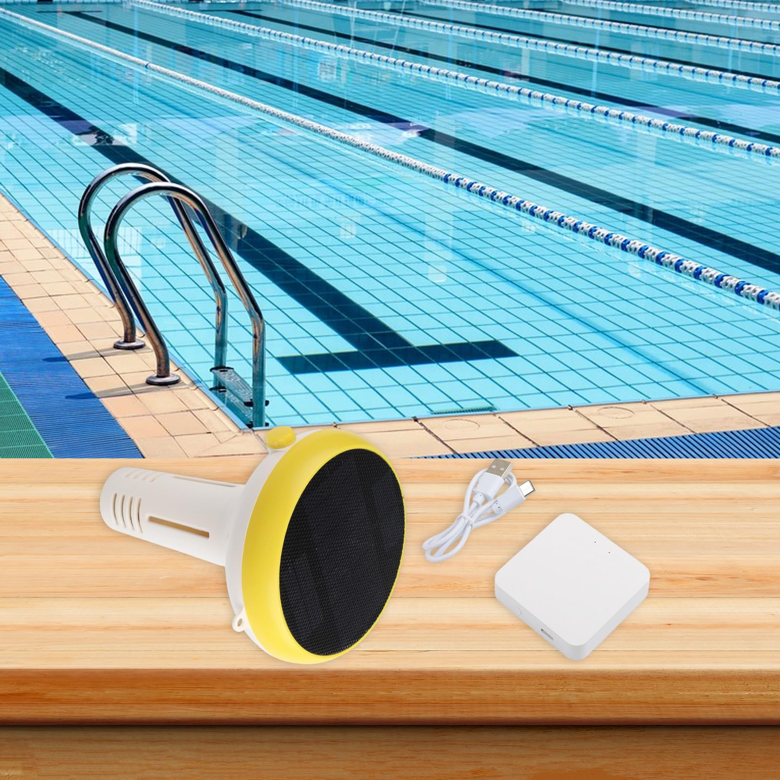 Probadores solares Inteligentes de Calidad del Agua para Piscina, Monitor de Temperatura de salinidad de pH ORP 7 en 1 con Puerta de Enlace inalámbrica, alertas de aplicación de Datos en