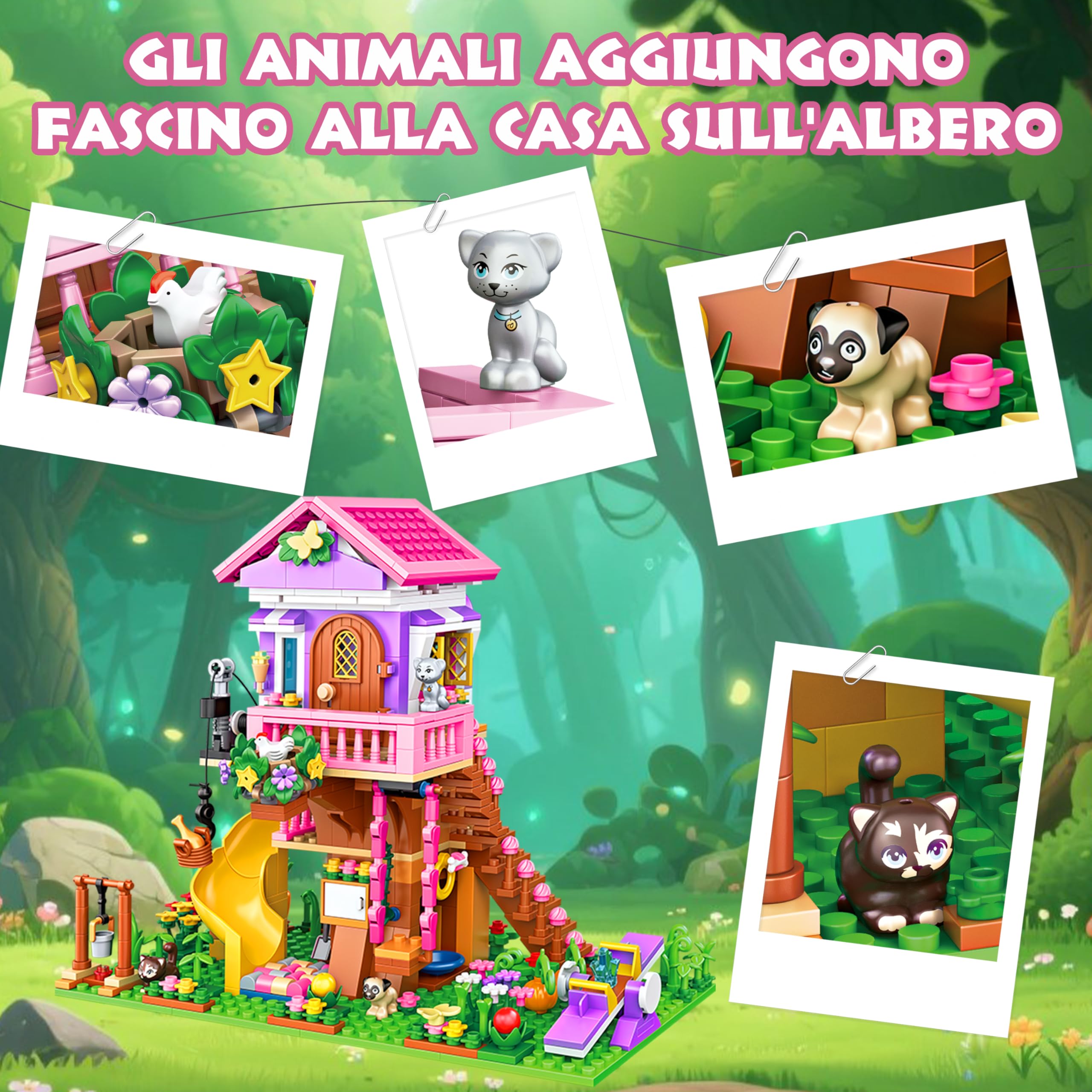 Charmofun Set di Costruzione della Casa Sull'albero con Luci LED, Costruzioni Casa Giocattolo per Bambine 8 9 10 11 12+ anni, 685 pezzi Kit Casa Sull'albero da Costruire, Regalo per Bambini