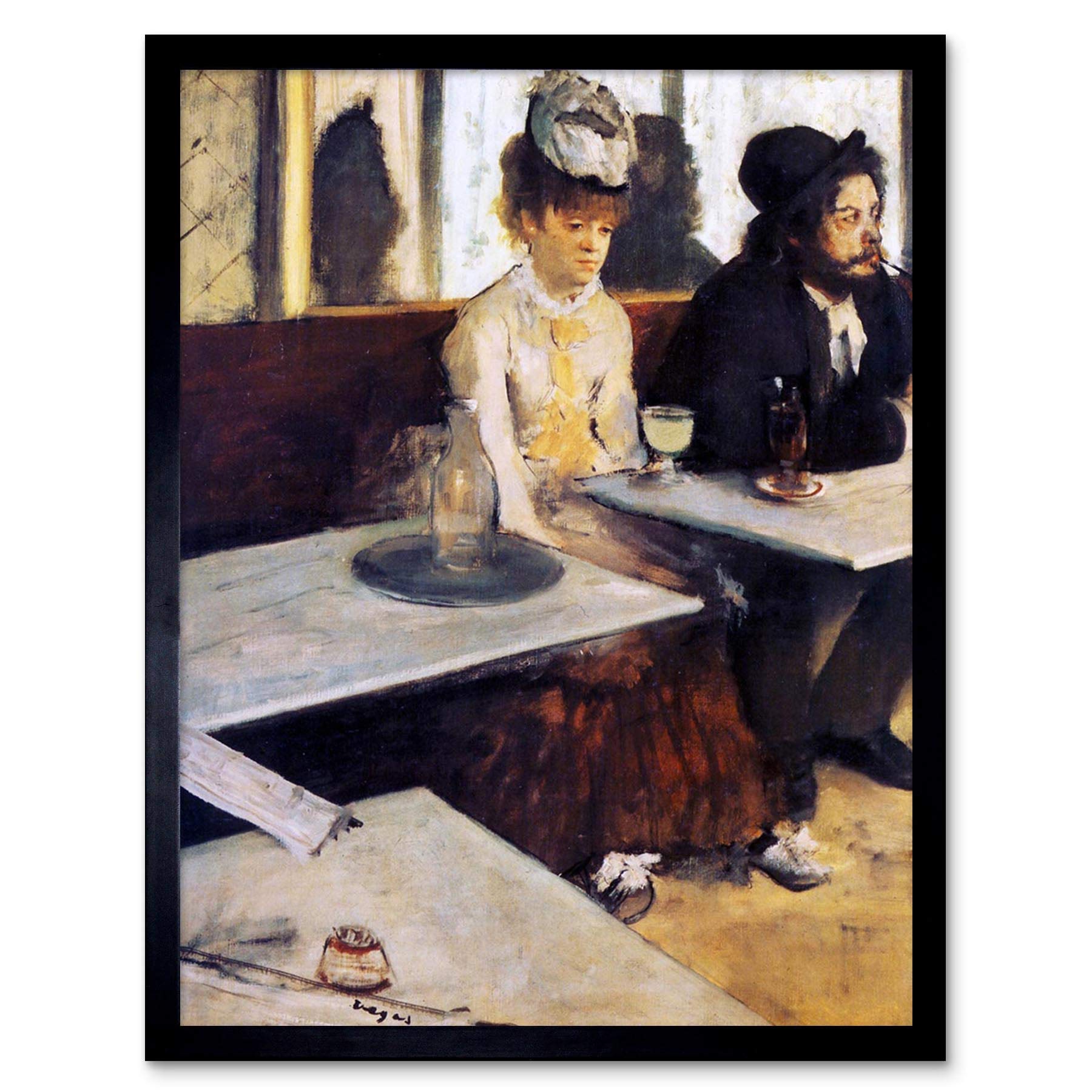 Wee Blue Coo Edgar Degas The Absinthe Drinker 1876 Old Master Painting Art Print Framed Poster Wall Decor 12X16 Inch