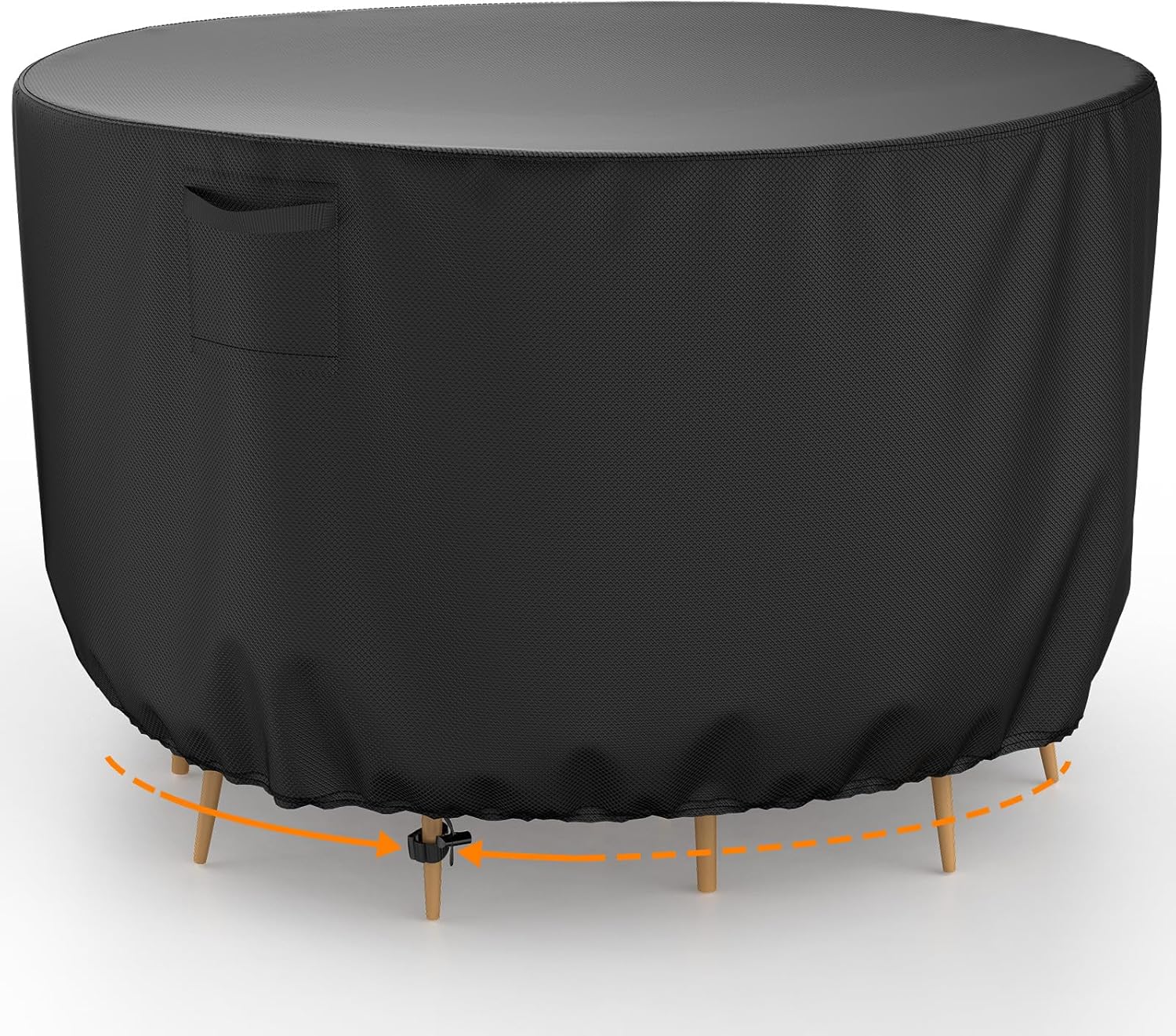 Round Outdoor Table Cover, Heavy-Duty Waterproof Patio Furniture Covers, Tear-Resistant Round Patio Table And Chairs Cover, Outdoor Furniture Covers 62" DIA X 28" H-Black