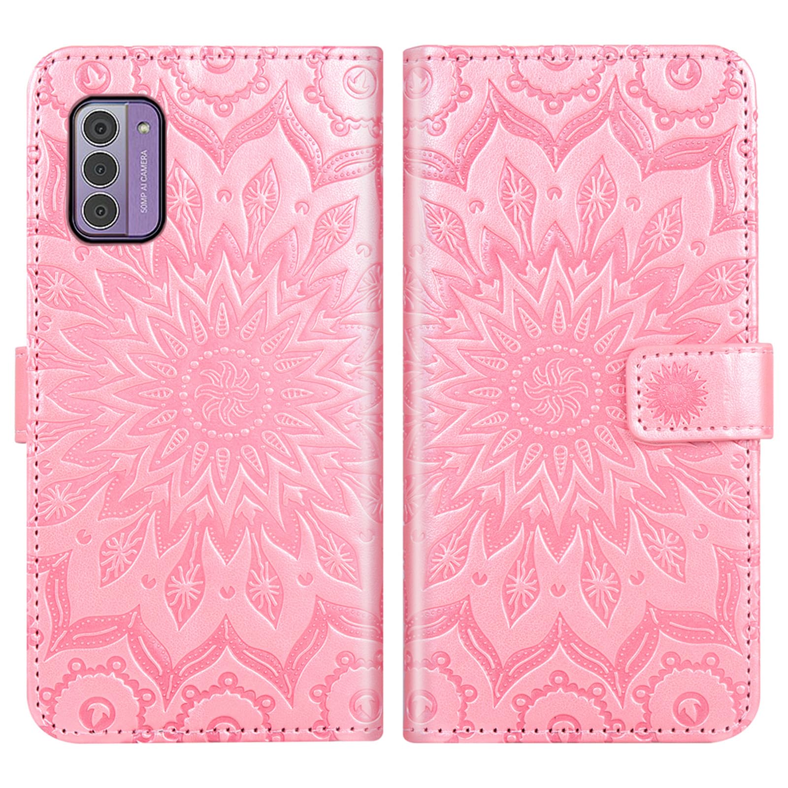 Asuwish Phone Case For Nokia G42 5G / Nokia G310 5G (6.56") Zipper Wallet Detachable Cell Cover With Screen Protector Crossbody Lanyard Strap Flip Card Holder Slot NokiaG42 NokiaG310 Rose Gold - View #9