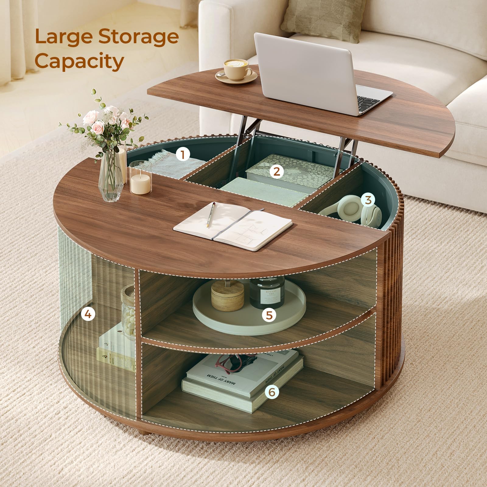 Amazon.com: Round Lift Top Coffee Table, 34.6