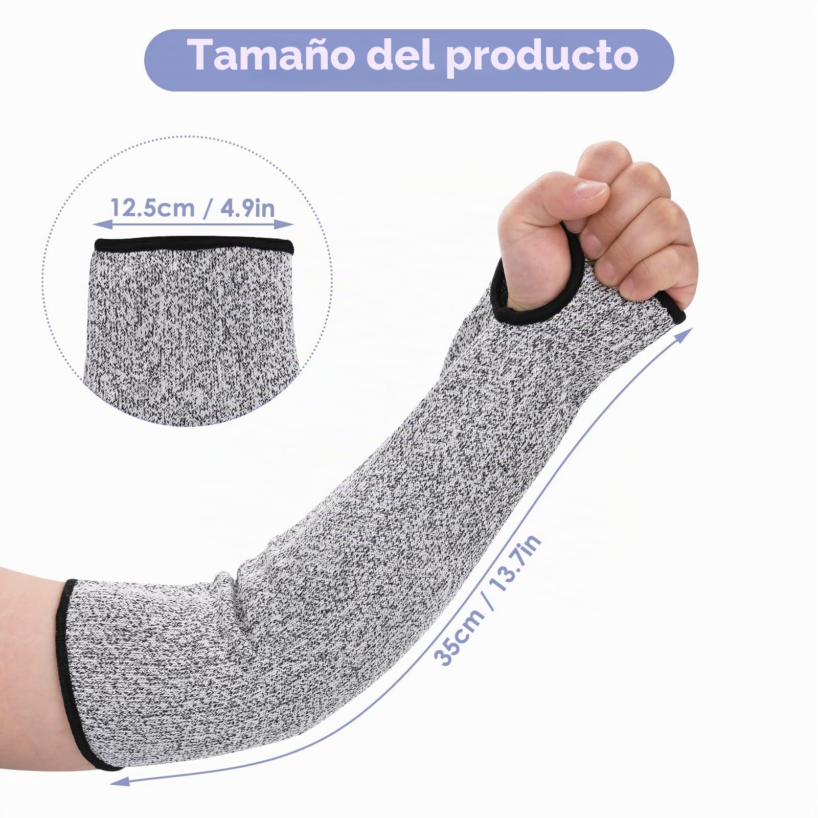 Mangas Protectora para el Antebrazo Nivel 5 Protección para el Brazo Evita Arañazos Manga de Trabajo de Punto con Orificio para el Pulgar Protección para el Brazo para Cocinar Tallar yHacer Jardinería