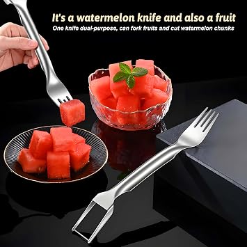 GoHere watermelon cutter 2-in-1 stainless steel fruit watermelon slicer kitchen gadgets watermelon cutter slicer tool (2PCS)