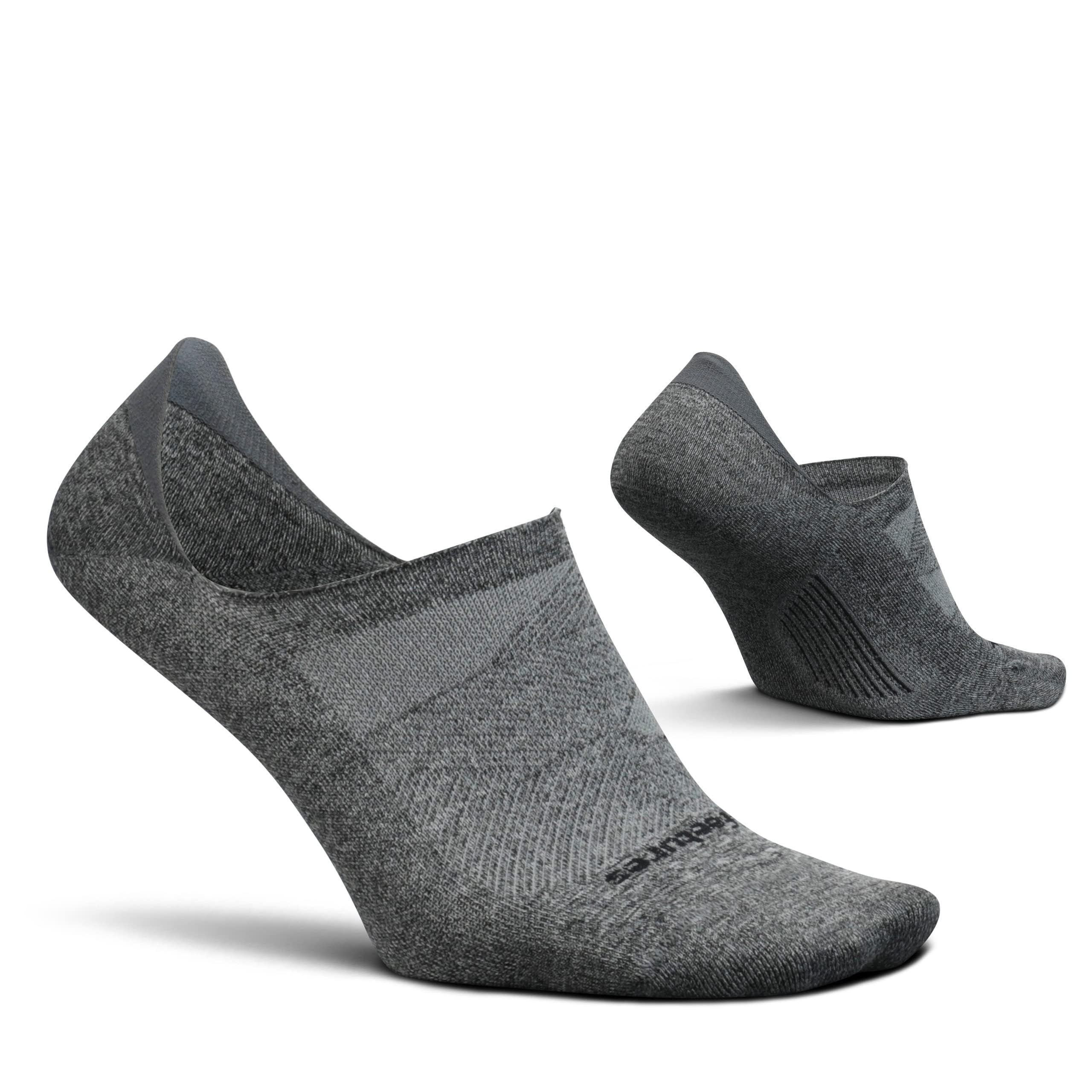 Feetures Elite Invisible Socks - Anti-Slip Sport Sock Liner with Targeted Compression - Gray, M (1 Pair)