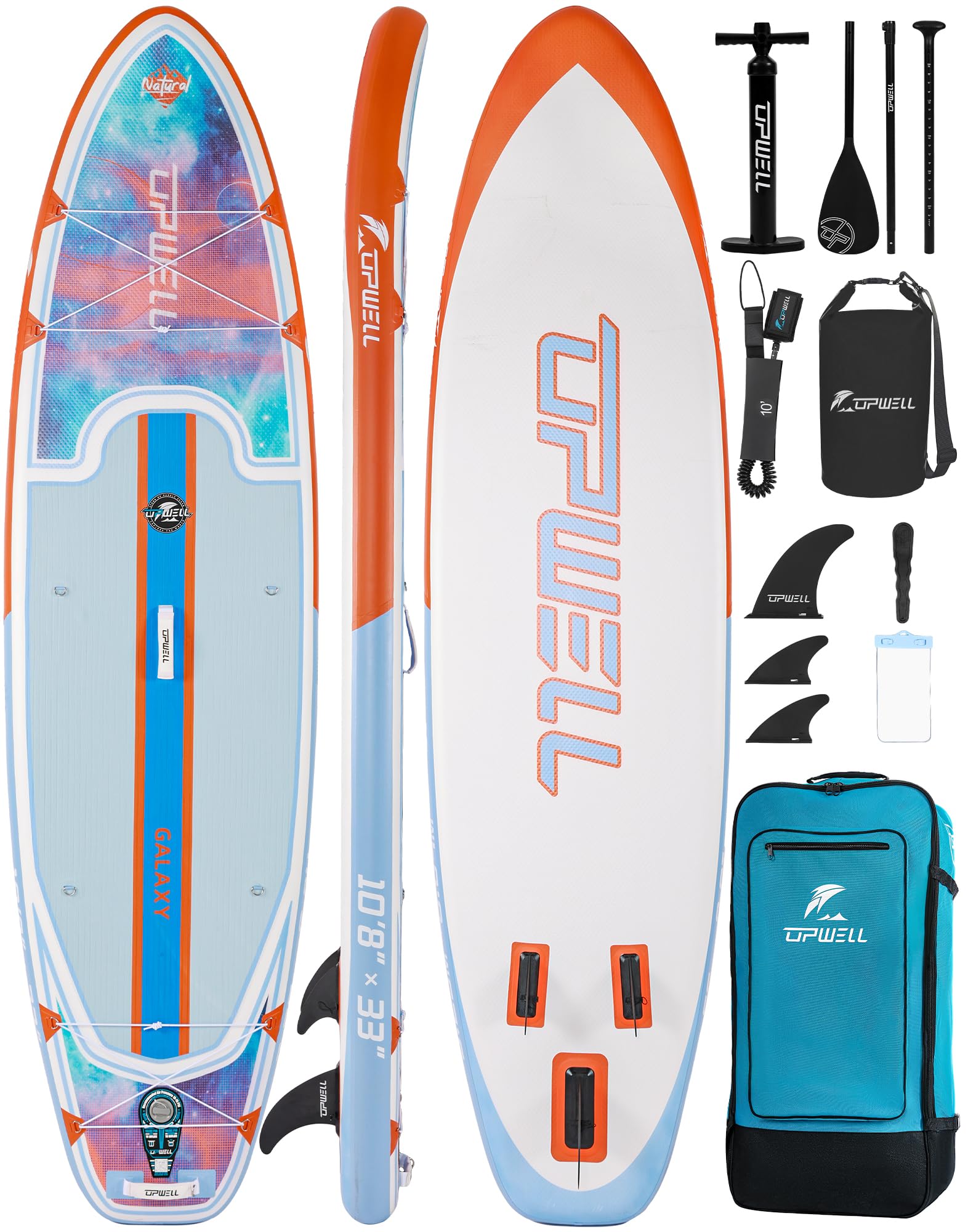 UPWELL Inflatable Stand Up Paddle Board, Premium SUP Paddle Boards for Adults, 10’8” Blow up Paddle Boards 6” Thick, Galaxy
