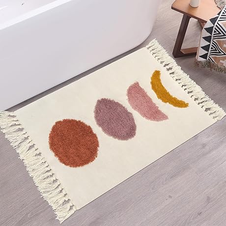 Diho Rugs Quick Dry: Moon Phases Boho Bathroom Rug
