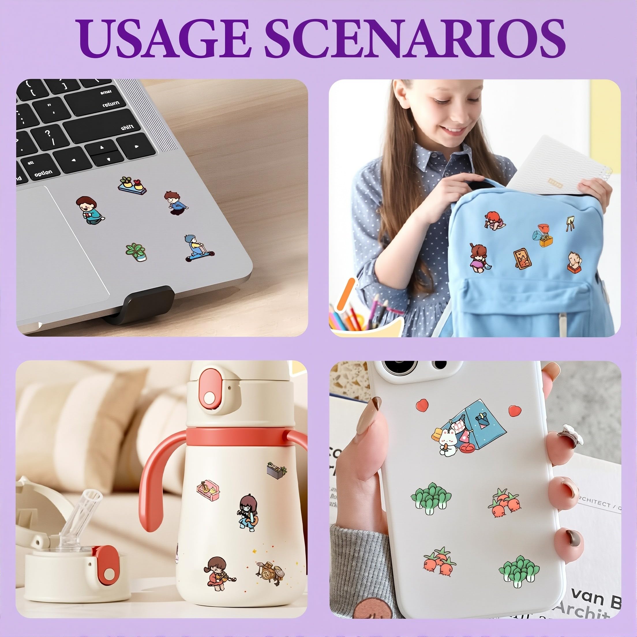 NHQZ 2 set di adesivi 3D, divertenti scene di adesivi fai da te, crea la tua stanza dei fiori, panetteria, adesivi per scene in miniatura di cartoni animati 3D per bambini, Con