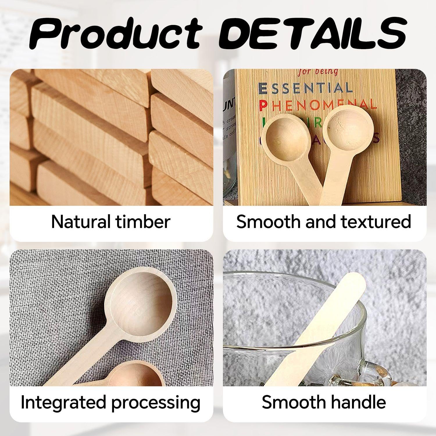 20 Pieces Round Wooden Spoons, Mini Short Wooden Spoons, Espresso Spoons, Kitchen Spice Spoons, Ice Cream Dessert Spoons - Image 3