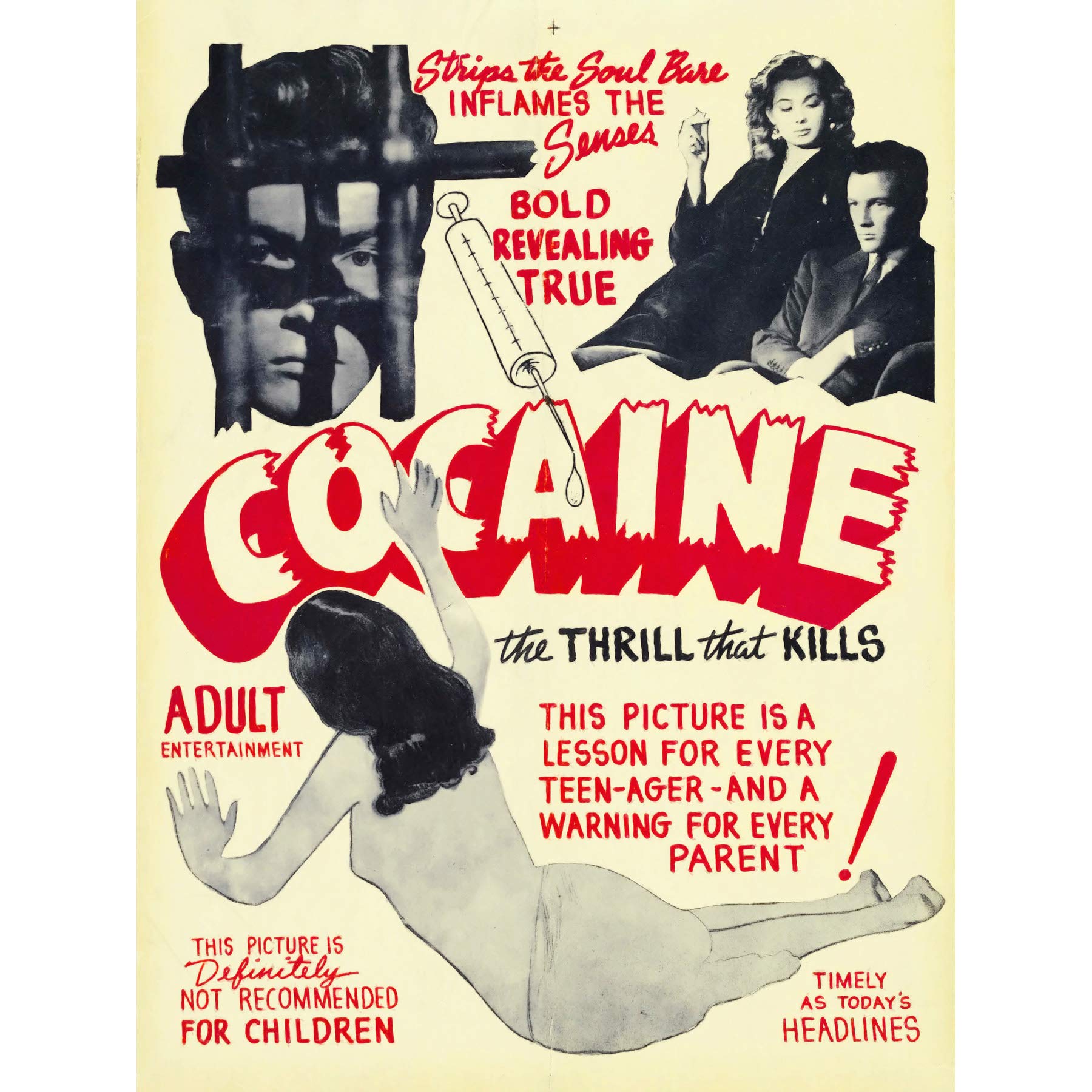 Cocaine Thrill that Kills Drugs Large Canvas Wall Art Print
