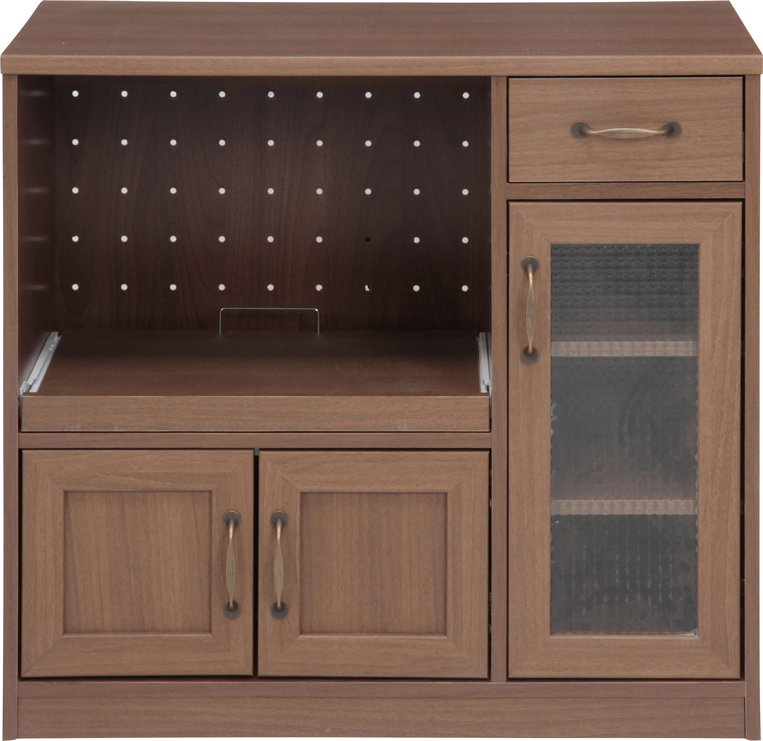 【新品・送料無料】キッチンカウンター 幅90cm ミディアムブラウン Amazon｜不二貿易 キッチンカウンター 食器棚 幅90.5×奥行39.5~41×高さ