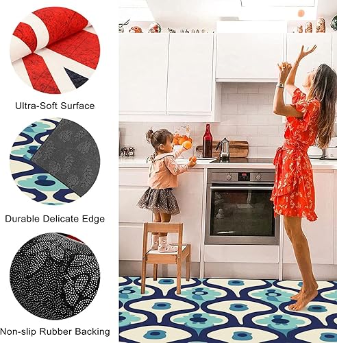 Miniatura 4 de Area Rug Aesthetic mid Century Seamless Pattern Retro Decorative 50s 60s 70s Machine Washable Rugs Pet & Child Friendly Non Slip Soft Boho Mats