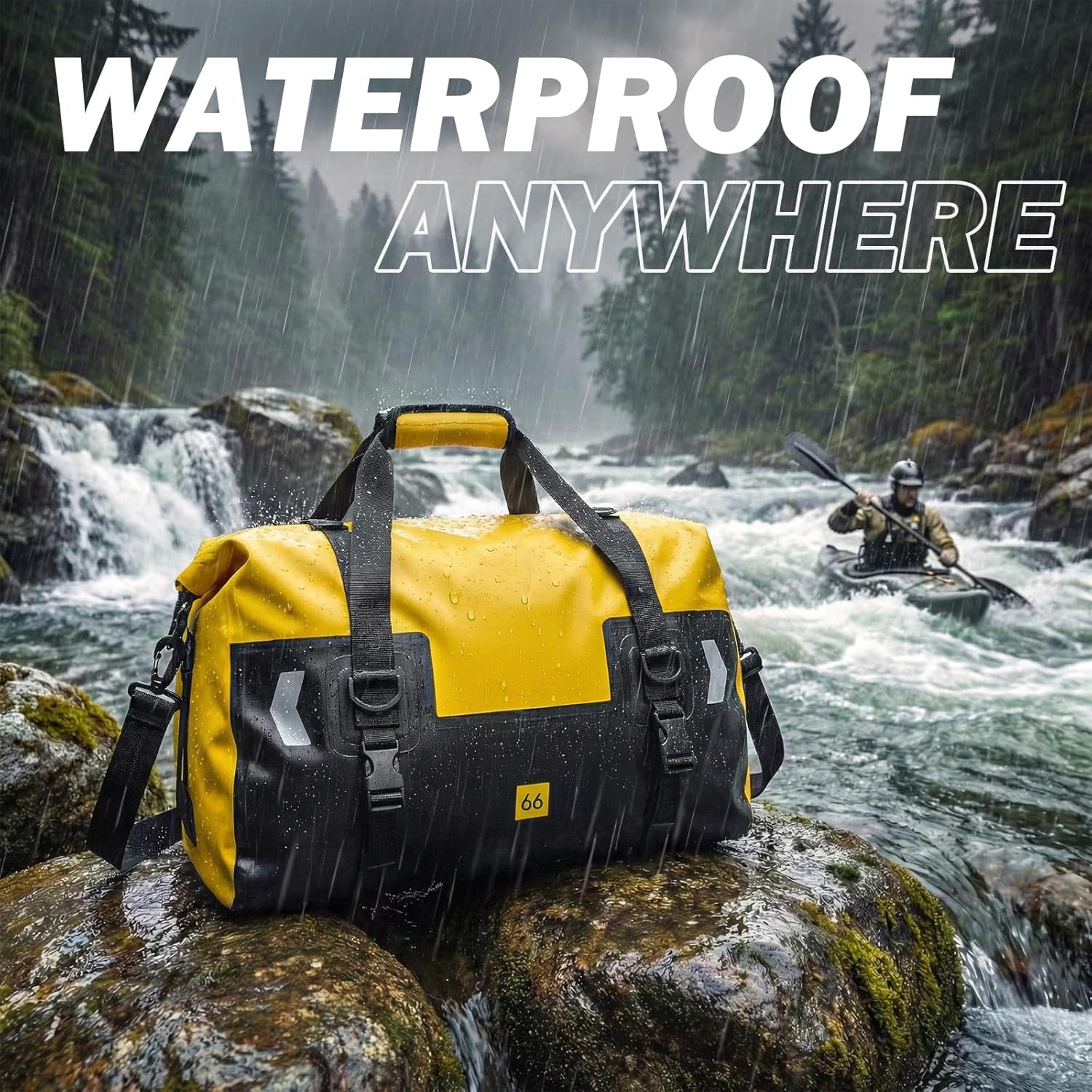 Waterproof Motorcycle Dry Duffel Bag 40L/66L - Heavy Duty Waterproof Backpack for Travel, Camping, Kayaking, Paddle Boarding, Boating, Rafting, Fishing and Beach