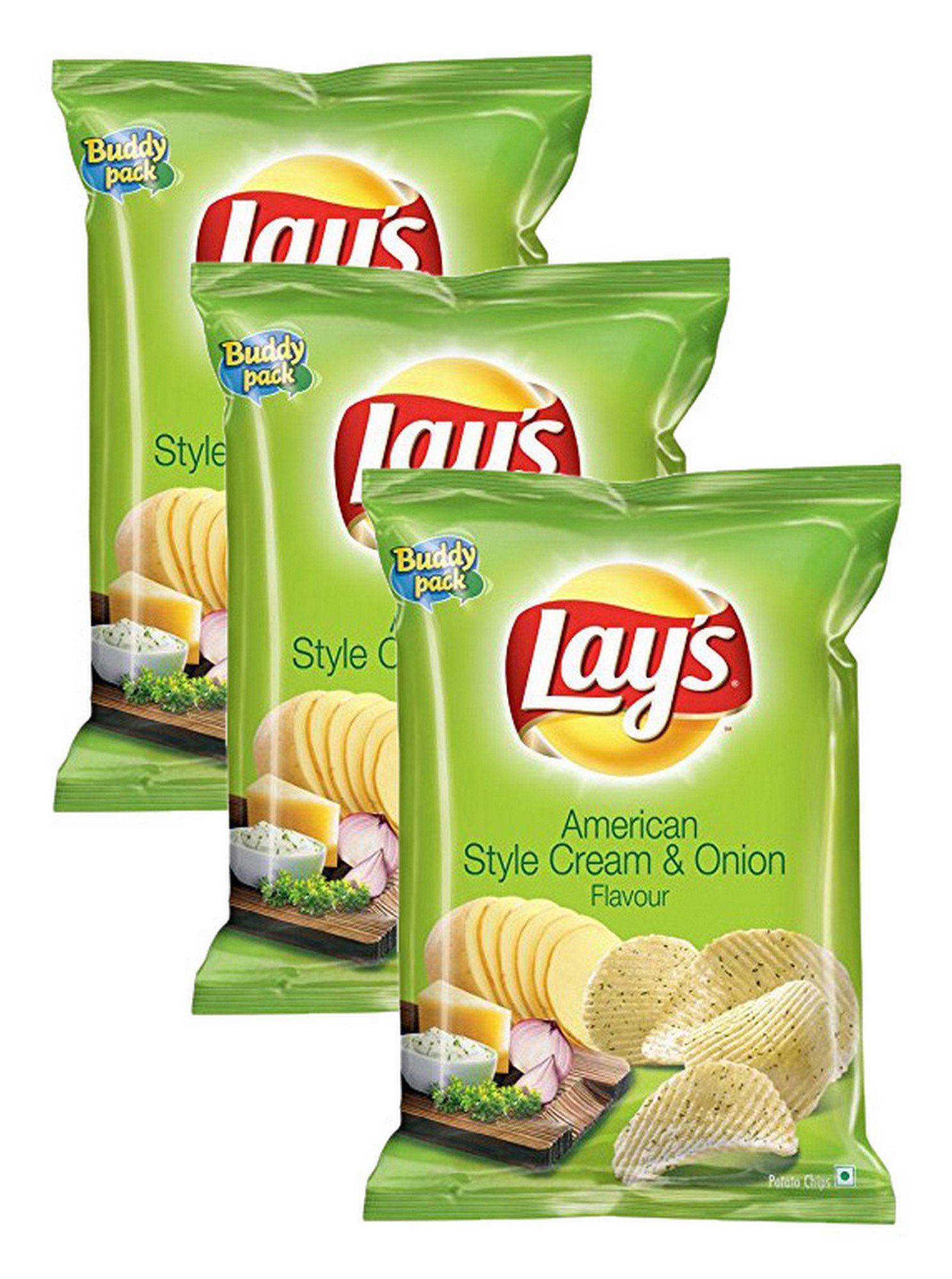 Lay's Big Bazaar Combo -Potato Chips American Style Cream and Onion, 52 Gram (Pack of 3) Promo Pack
