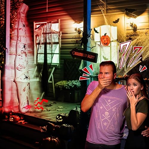 Miniatura 5 de Decoración de Halloween colgante de fantasma de cadáver de capullo, ojo de luz LED roja y cadáver de capullo de sonido espeluznante para decoración