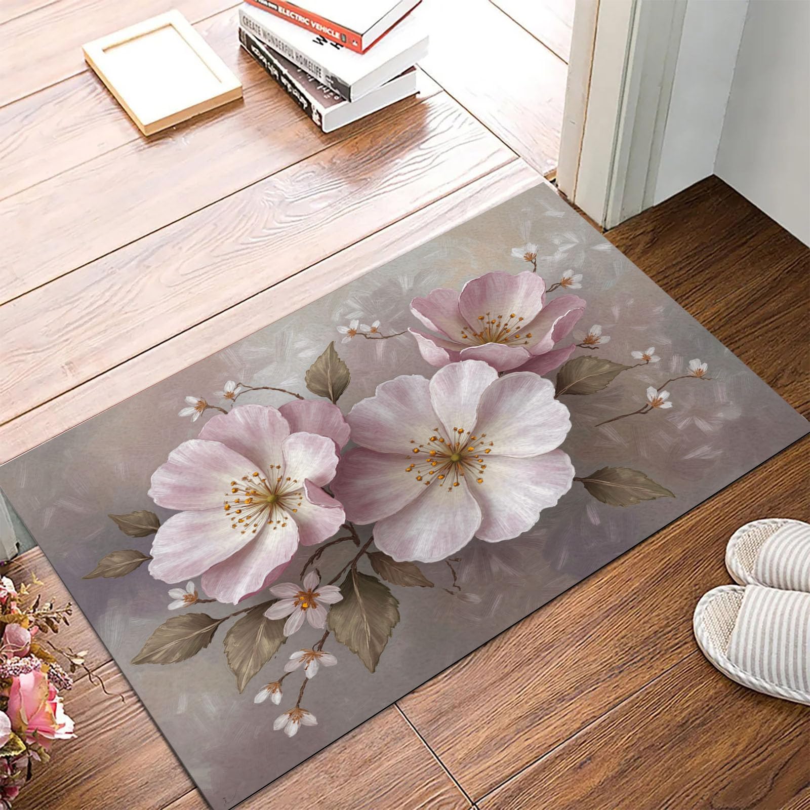 Paillasson Entree Interieur et Exterieur 80x120cm - Paillasson Fleurs De Rêve Classiques antidérapant - Tapis en flanelle résistant et Absorbant la saleté - Tapis Lavable en Machine - Aquarelle Lotus