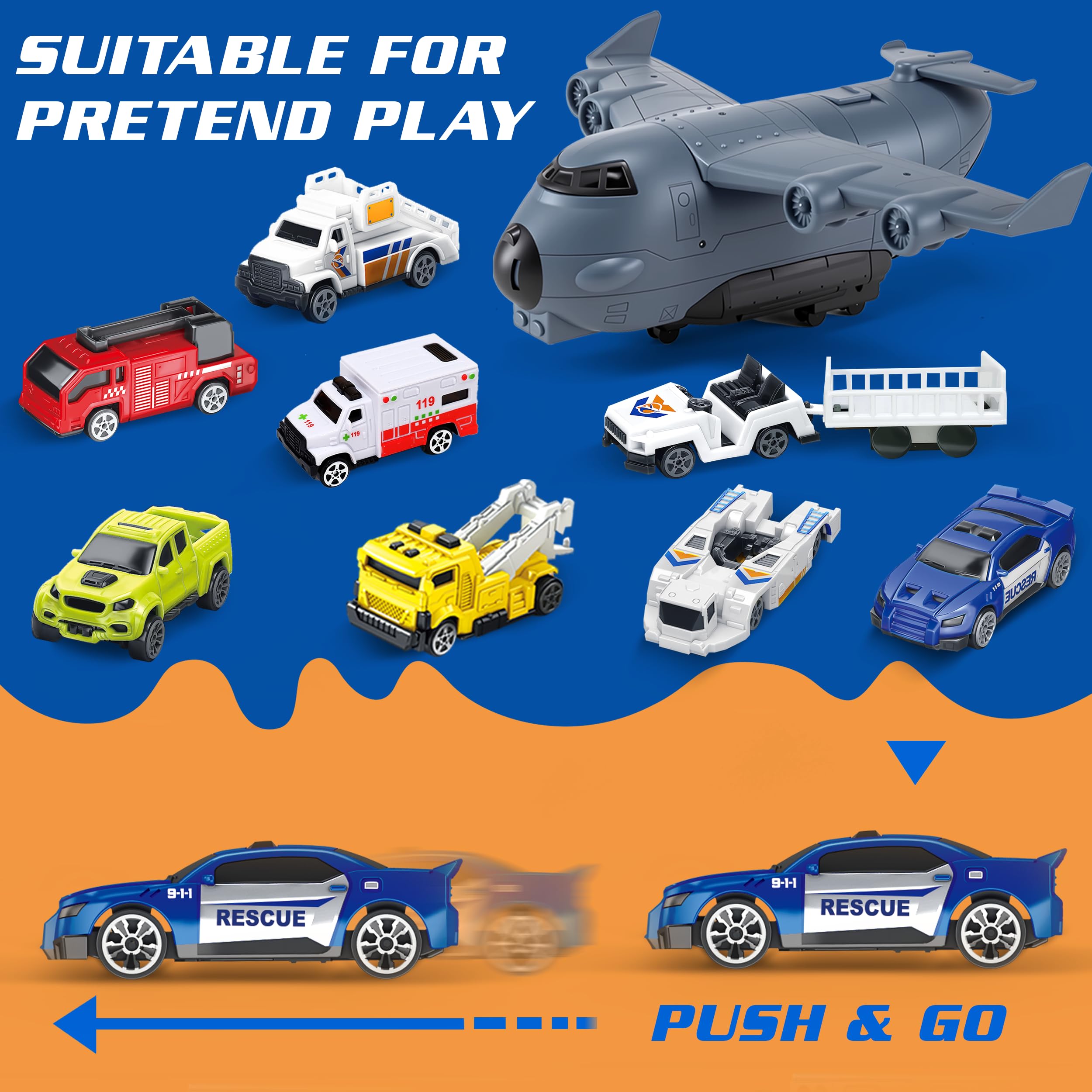 Set di giocattoli aerei con camion, elicottero, aerei e tappetino da gioco, giocattoli per l'aviazione aeroportuale per ragazzi e ragazze, ottimo regalo per compleanno e Natale