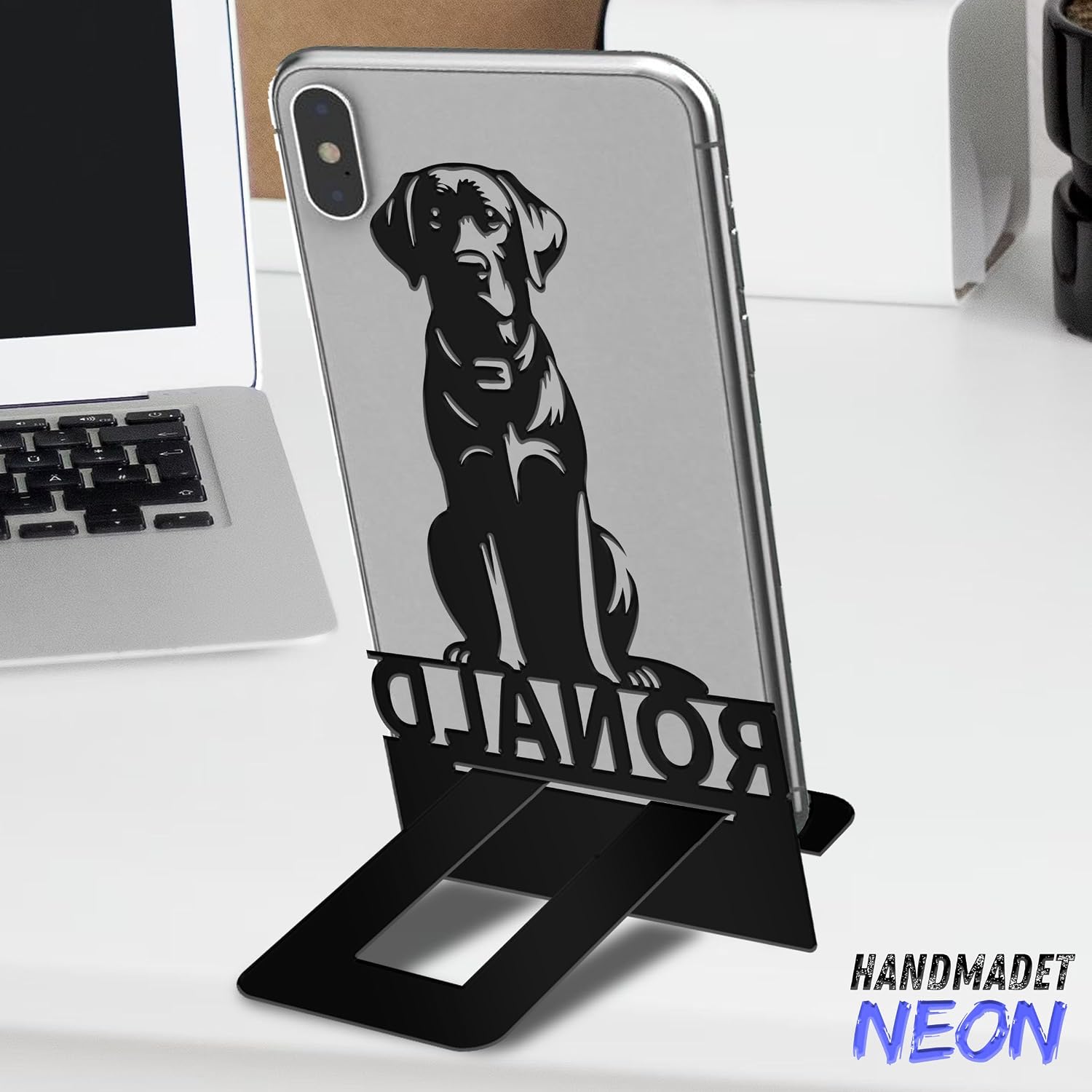 Personalized Labrador Dog Phone Holder, Custom Name Metal Desk Stand, Cute Pet Accessories Dock, Tablet, Smartphone Display Stands, Gifts For Friends, Animal Lovers, Teens, Christmas image 4