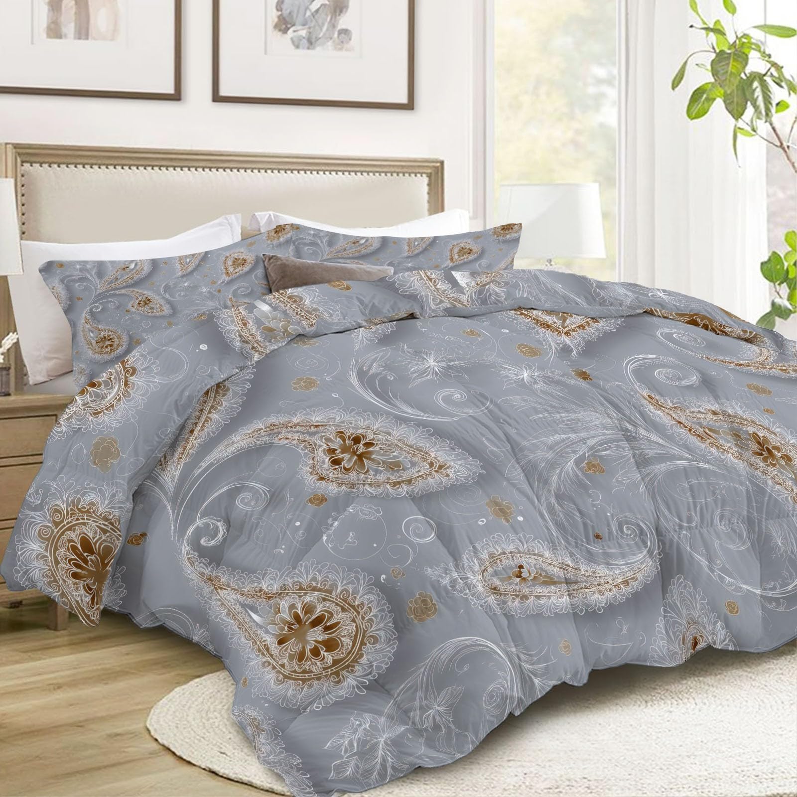 Trapunta Copriletto 150x200 cm Motivo paisley astratto Trapuntino 4 Stagioni Stampa 3D, Trapunta Inverno Estivo, Trapuntato Coperta Letto per Adulti Bambini