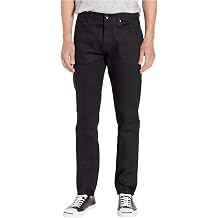 The Unbranded Brand Mens Ub244 Tapered Fit 11oz Solid Black Stretch Selvedge DenimJeans