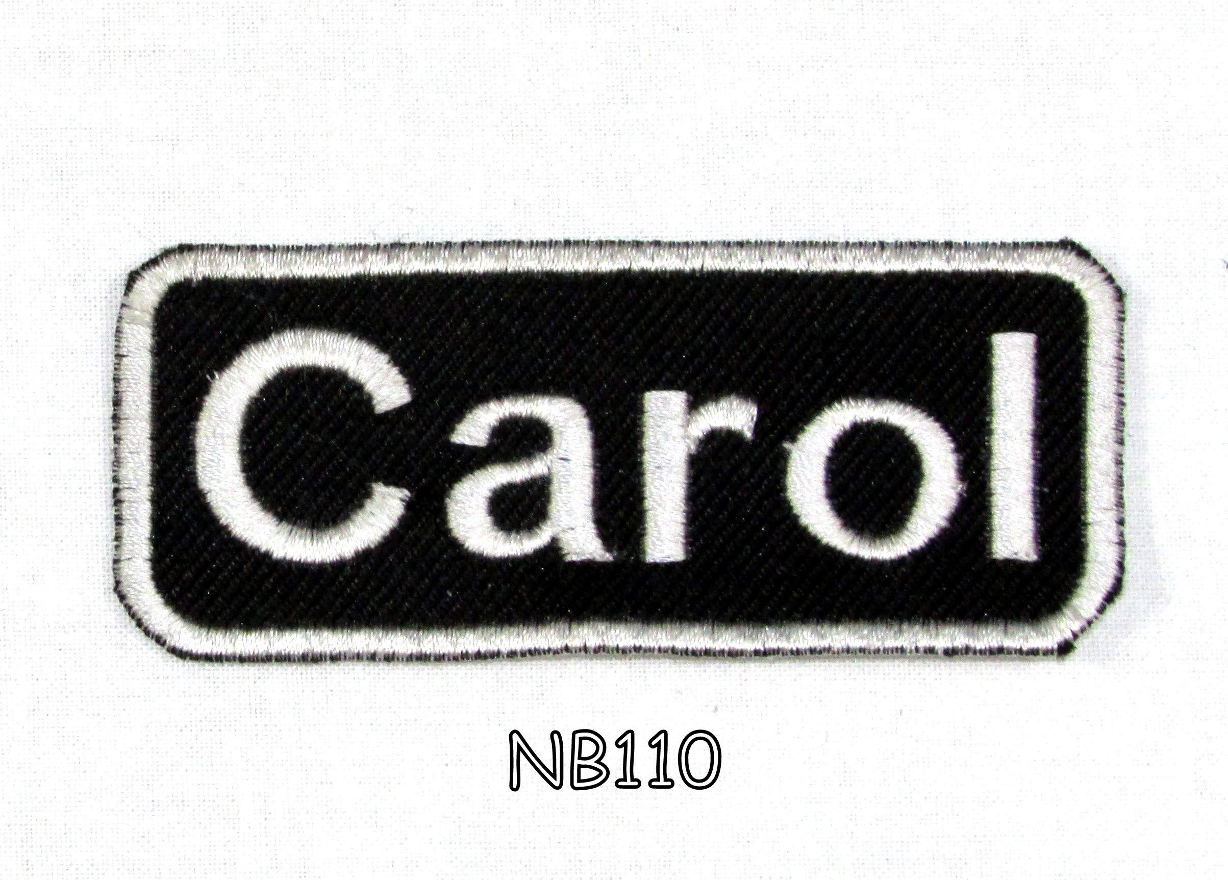 Carol White On Black with Border Embroidered Applique Patch