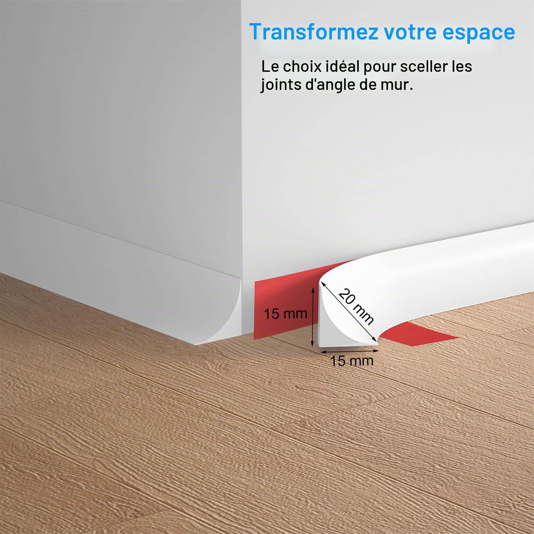 15 Mètres Moulure Adhesive, Moulure Plafond Flexible Autocollante, Moulures angle de Plafond en TPE, Joint en Silicone pour Salle de Bain, Murale, Evier Cuisine, Plinthe, Carrelage (Blanc)