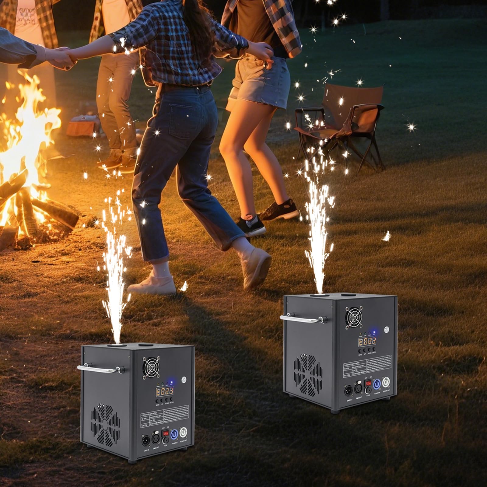 750W Pyrotechnikmaschinen DMX Cold Spark Effektmaschinen, Einstellbare Funkenhöhe Sparkular Machine mit Fernbedienung, Funke Feuerwerk Maschine mit Digitales Display für Partys, DJ, Hochzeiten
