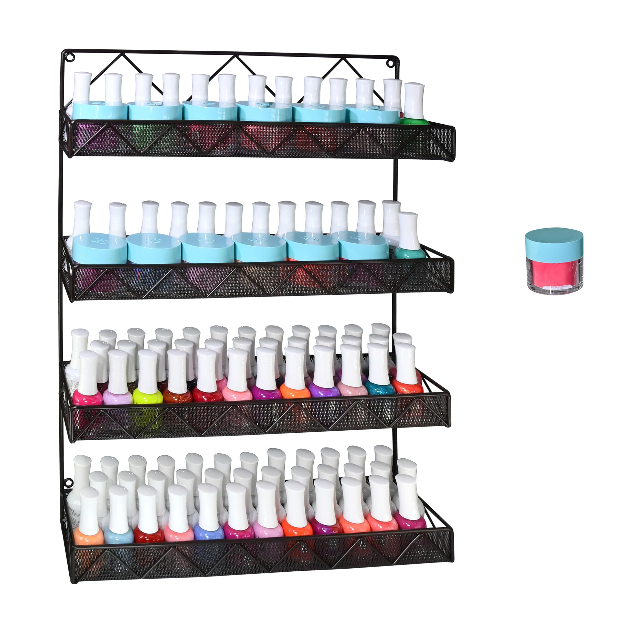 AMT Spice Rack, Wall Mount Organizer, Pantry Cabinet Door Shelf Storage, Kitchen Seasoning Hanging Display for Spice Jars, Sauces, Herbs, Cosmetic Beauty Bottles (4 Tier- Style 9V (Black))