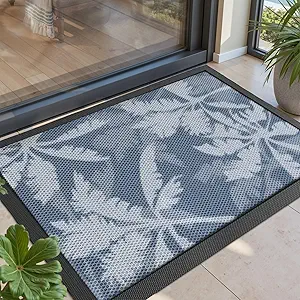 DEXI Front Door Mat Outside Entrance, Summer Entryway Doormat Dirt Trapper, Heavy Duty Non Slip Entry Mats for Patio Garage Porch Home Decorative, 24x36, Coconut Leaves