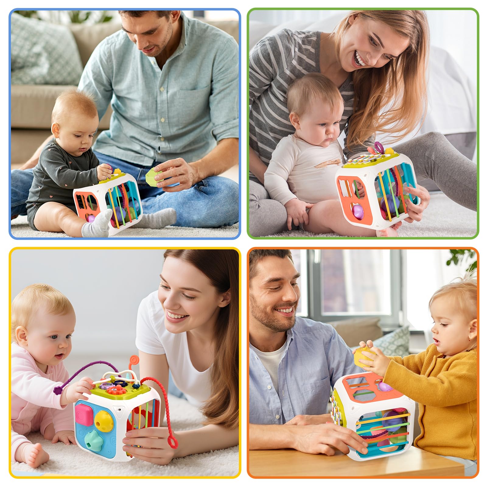Juguetes Montessori 7 en 1 para niños de 1 año, clasificador de formas coloridas, juguetes para apilar y cuerda para tirar, juguetes para viaje en auto, relleno para calcetines 3